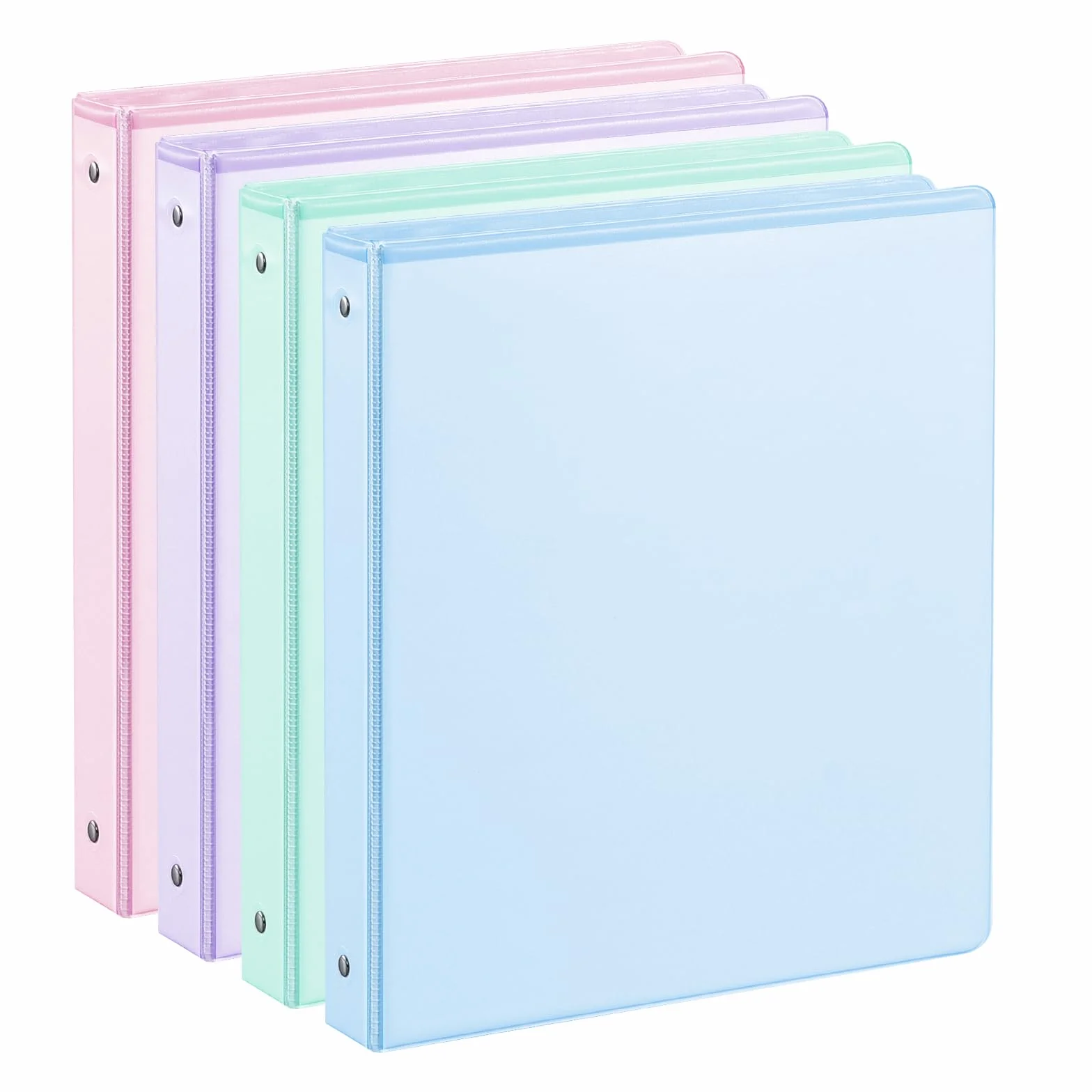 Hand Fan com 3 anéis de 2,5 cm com bolsos, capacidade para 200 folhas, fichários de 2,5 cm serve para carta de 28 x 21,6 cm, 4 cores pastel sortidas - Ideal para escola, escritório e uso doméstico