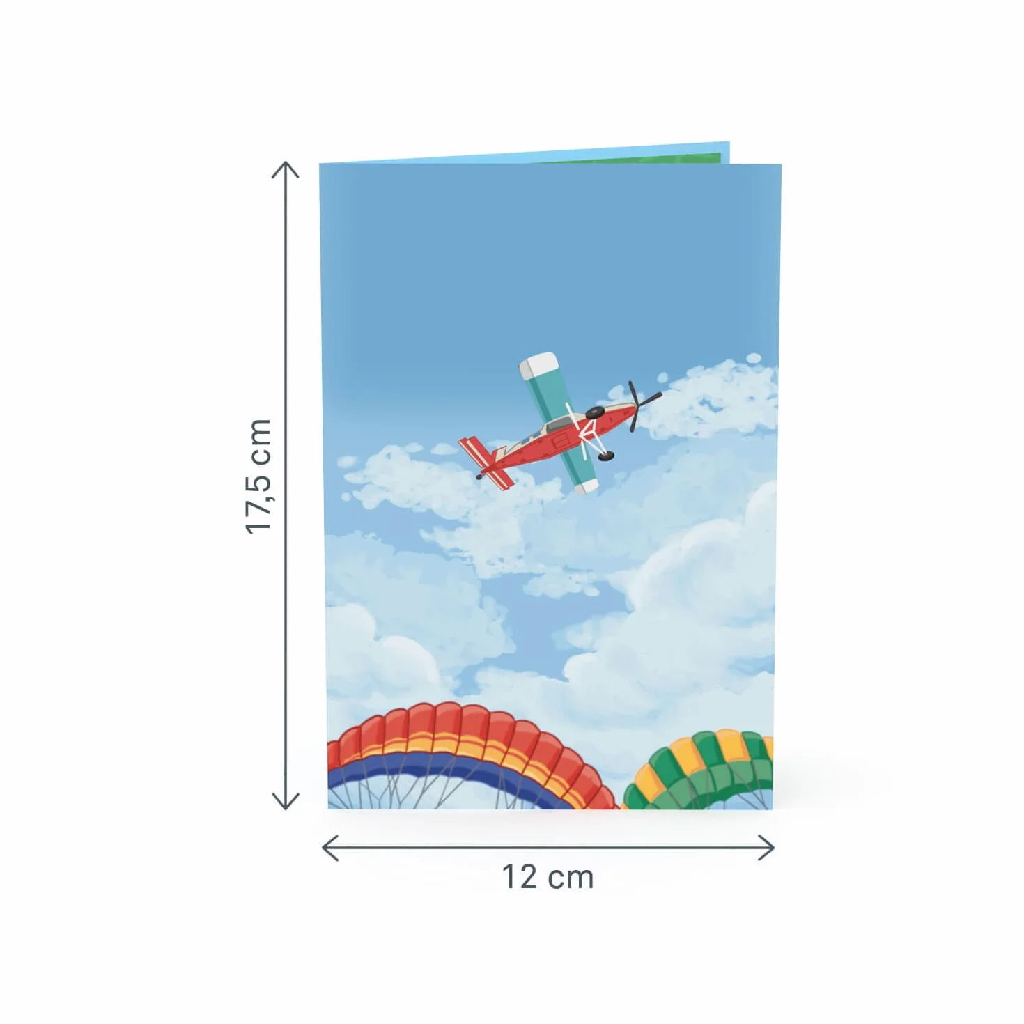 papercrush Kartka Pop Up ze spadochronem – kartka urodzinowa 3D dla mężczyzn (przyjaciela, taty), paralotniarstwa i skoków spadochronowych, prezent na skoki spadochronowe, skoki na skoki z tandemem
