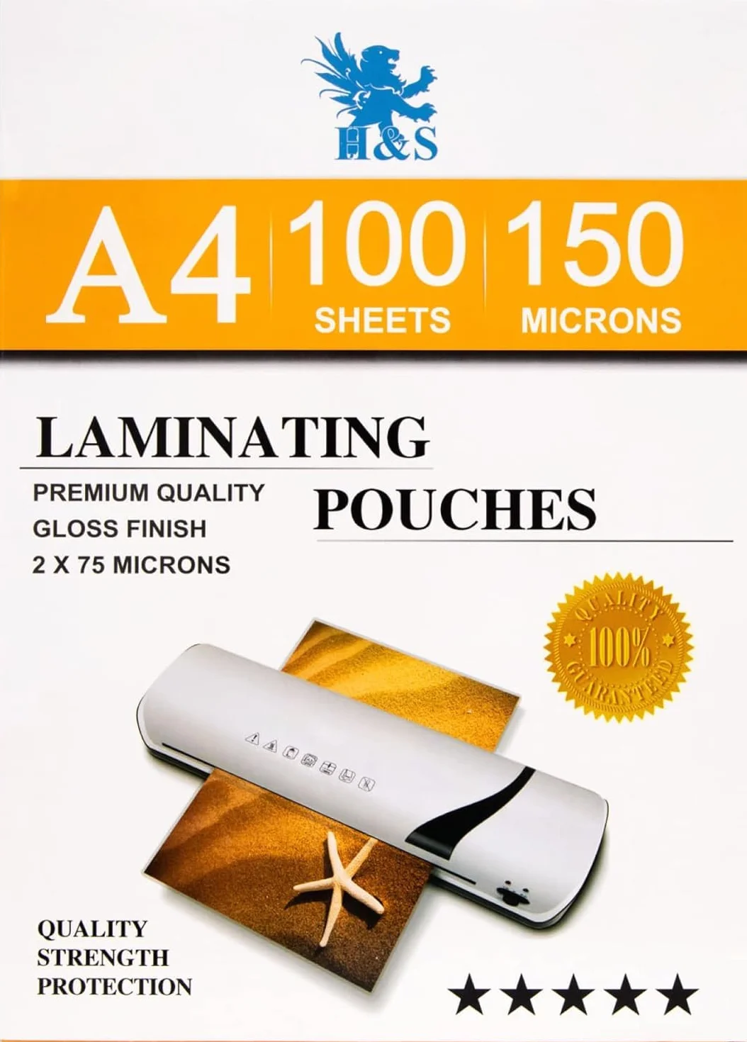 H&S Arkusze do laminowania A4 100 torebek 150 mikronów przezroczyste koperty
