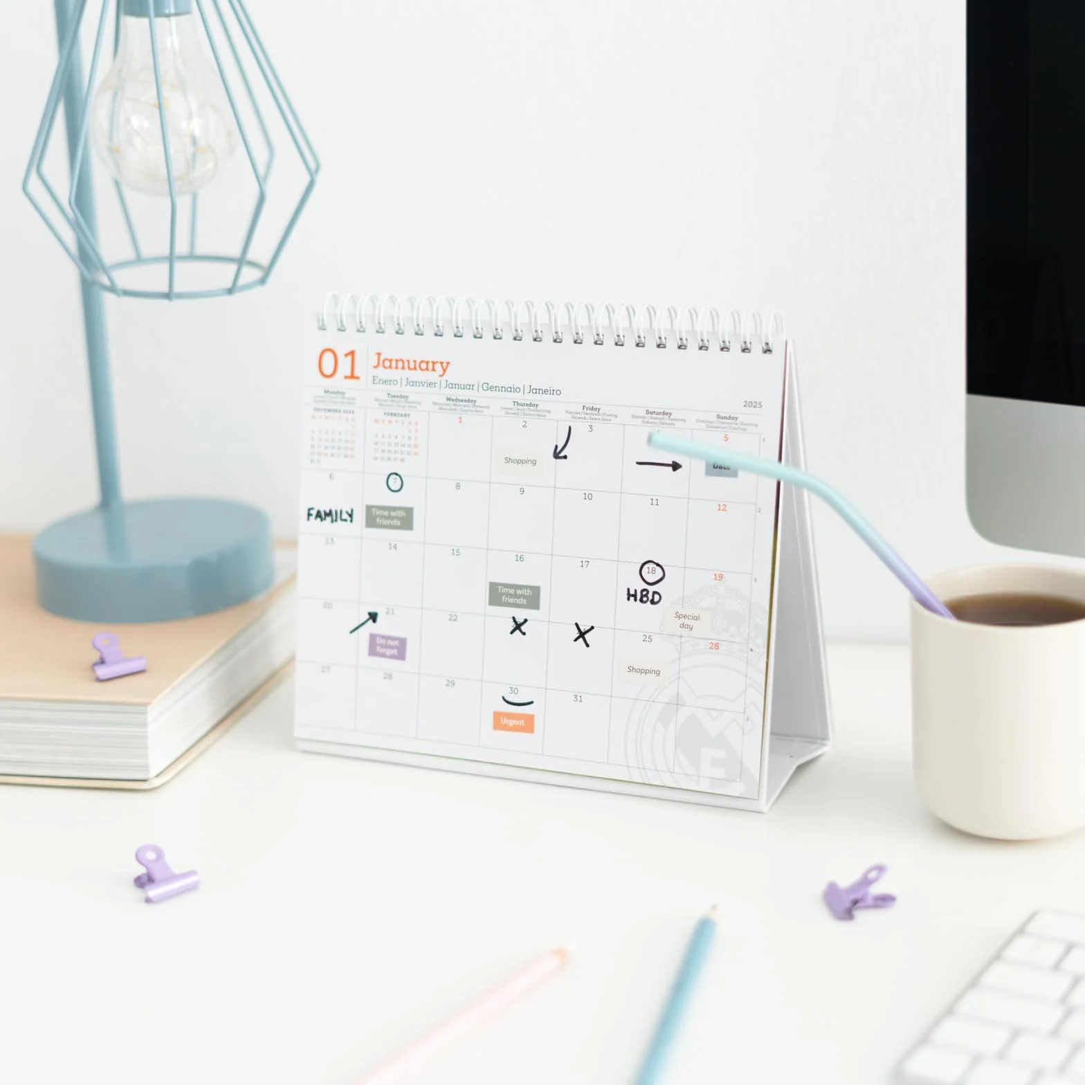 Grupo Erik Desk Calendar 2025 - Real Madrid | 8 x 7 inches - 20 x 17 cm | 12 Month Desk Planner, Desktop Calendar 2025 | Real Madrid Calendar 2025, Real Madrid 2024-2025