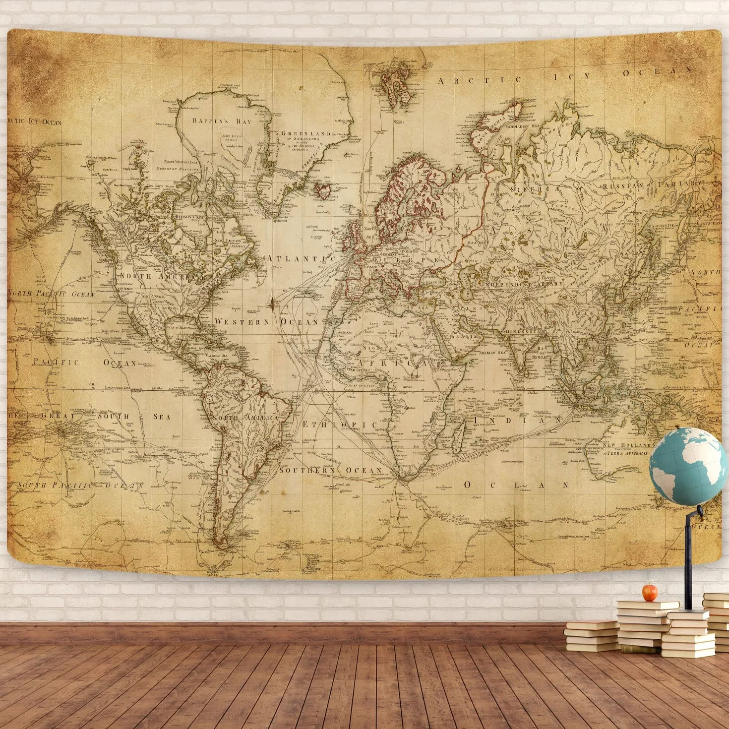 Gobelin z mapą starego świata, mapa świata w stylu vintage, geograficzna dystrybucja, gobelin ścienny, brązowy atlas historyczny, edukacyjna mapa świata, plakat na ścianę, klasę, do sypialni, salonu,