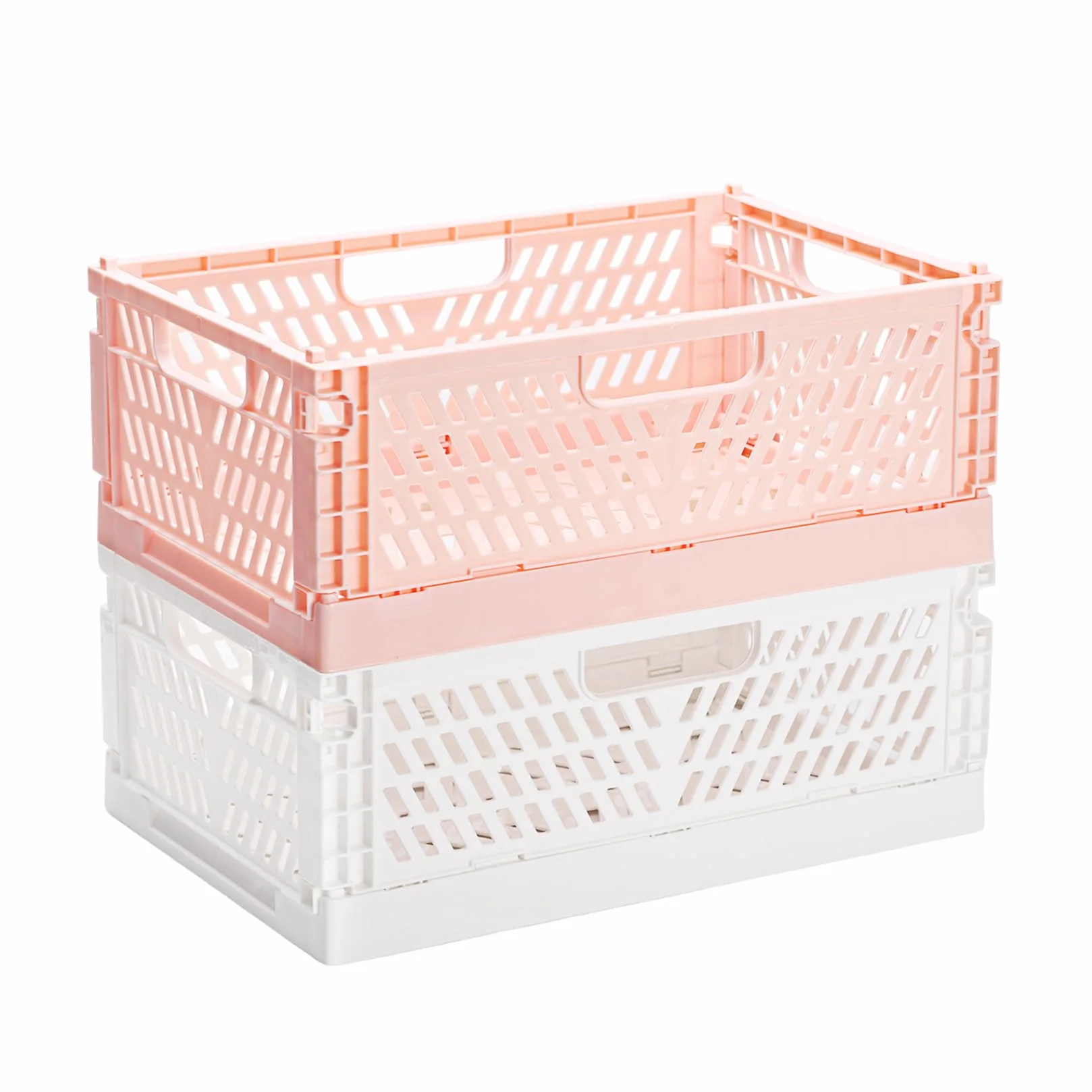 Składane plastikowe pudła do przechowywania 30,5 x 20 x 11,5 cm biały różowy