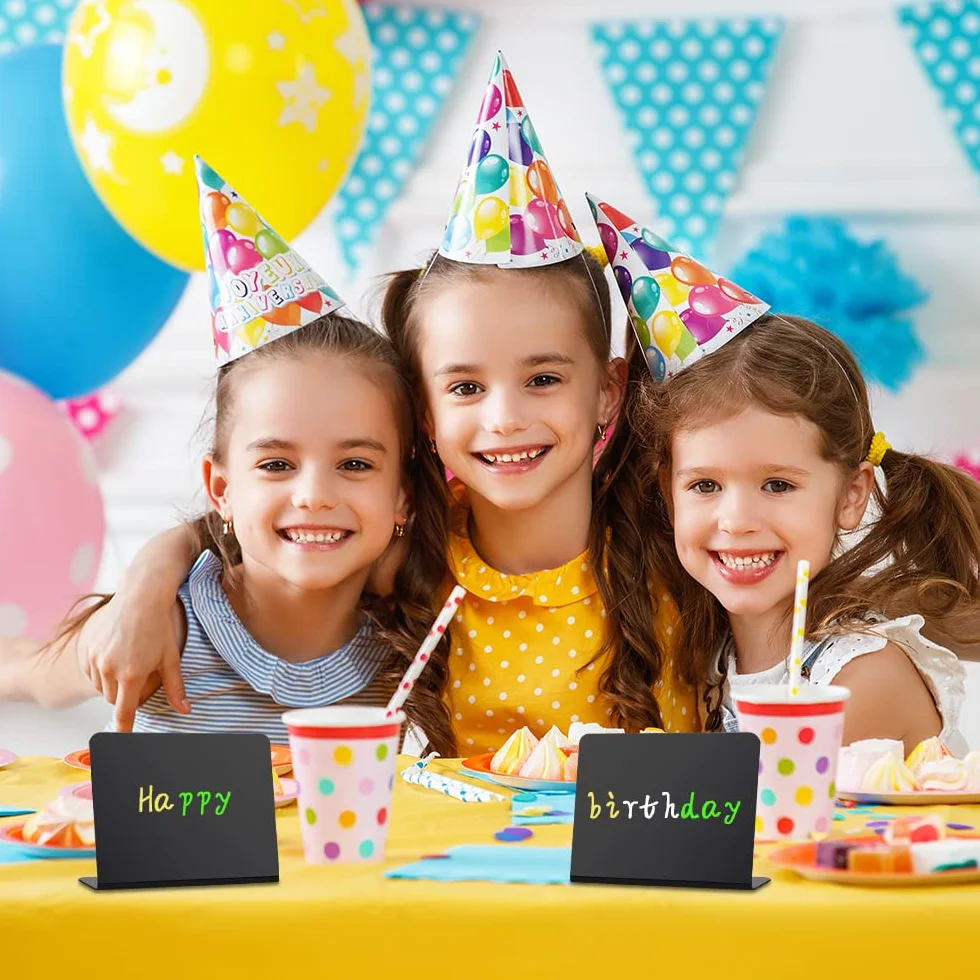 Vicloon Zestaw małych tablic, 12 szt. małej tablicy kredowej z 4 pisakami ścieralnymi, tablica ze stojakiem 7,5 * 10 cm, bufet wizytówki zarezerwowane tabliczki gastronomia wizytówka tablica (L)