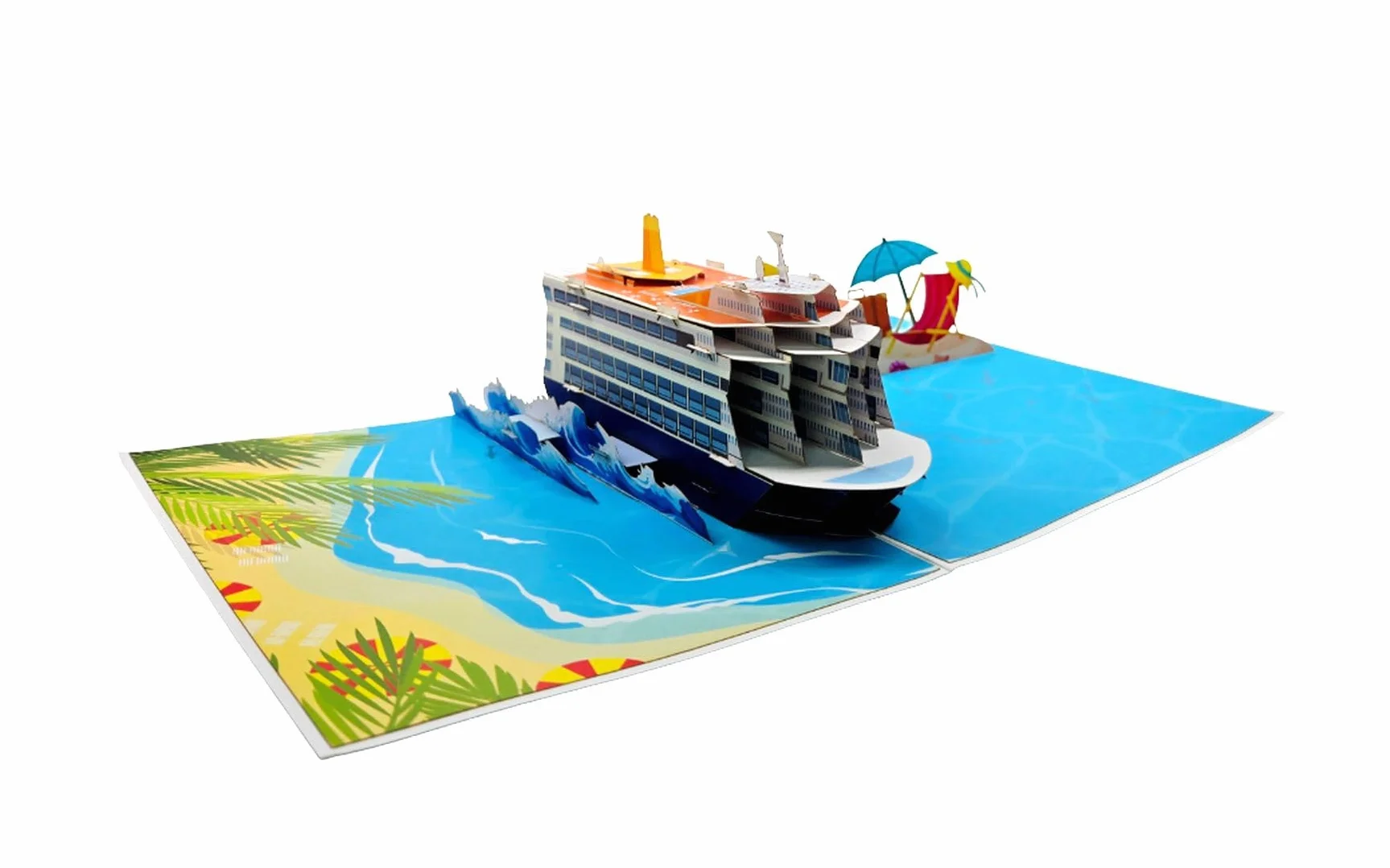 Pop-Up Kartka z życzeniami statek wycieczkowy 3D – kartka wakacyjna z kopertą – ręcznie robiona kartka składana z motywem statku – 30 x 20 x 8 cm – morska karta podarunkowa na podróż, urodziny