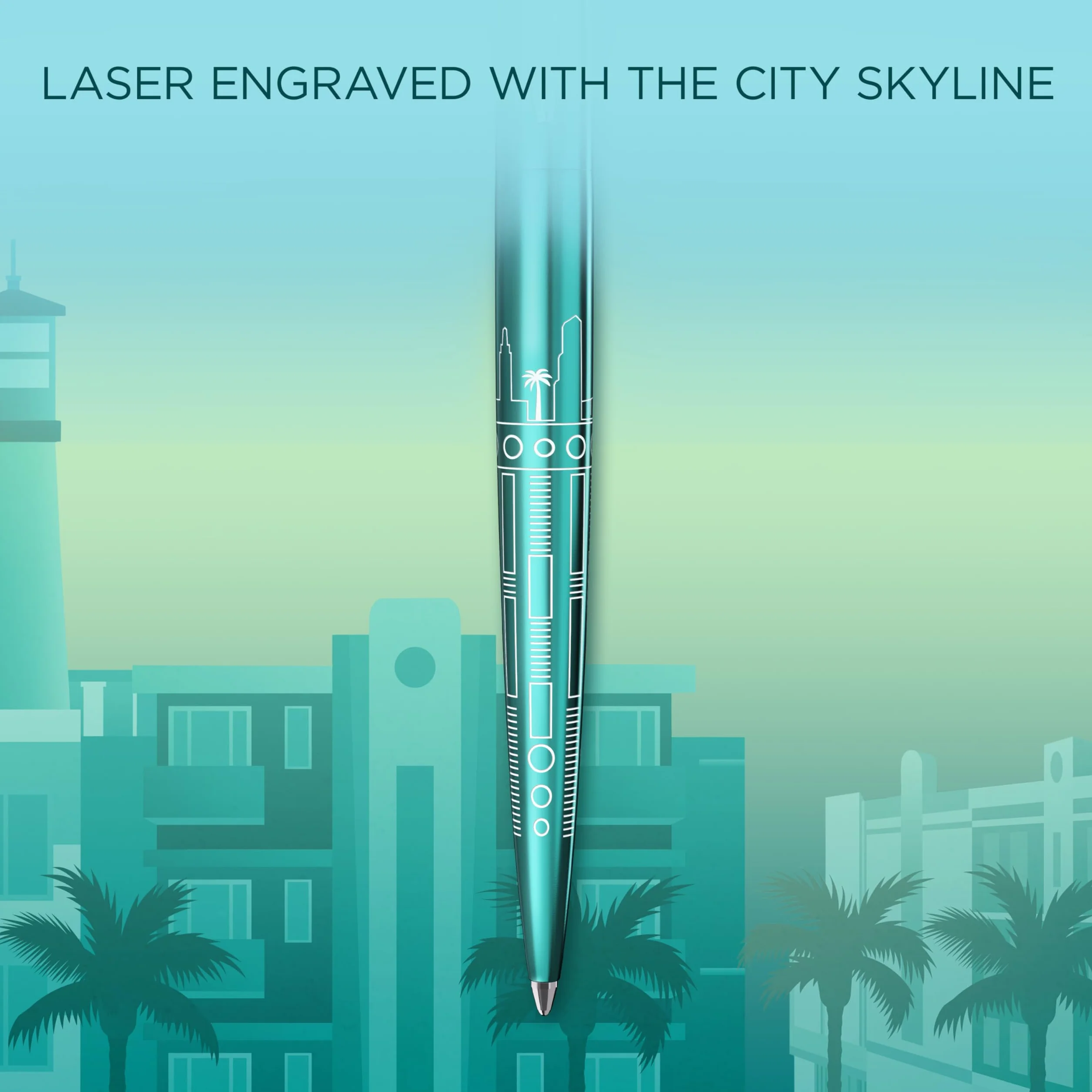 Parker Jotter Długopis Edycja Specjalna Miami Turquoise Chromowane Zdobienia Końcówka Medium Niebieski Tusz Opakowanie Prezentowe
