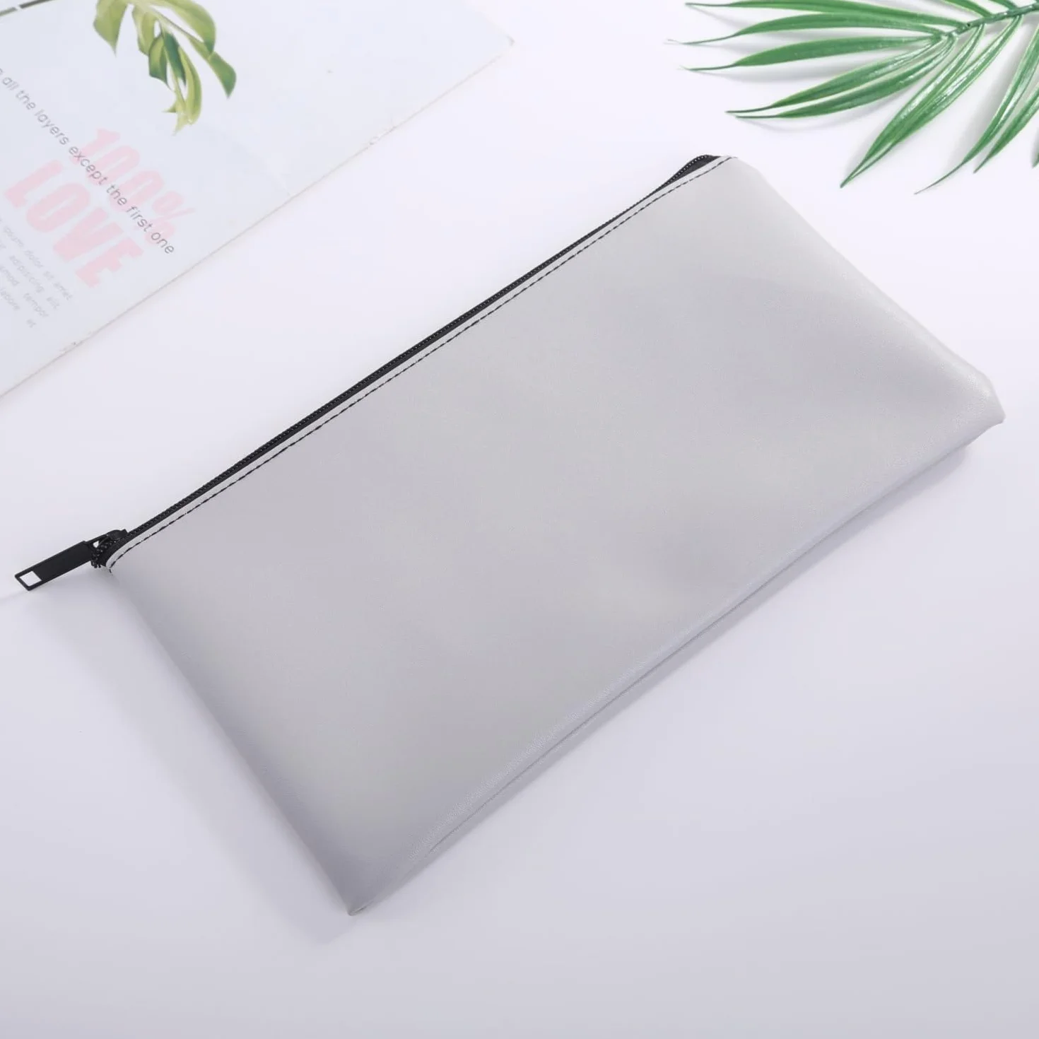 Torby na pieniądze bankowe z skóry PU 30 x 15 cm z zamkiem błyskawicznym
