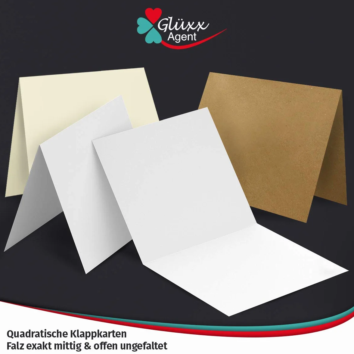 Zestaw 30 składanych kartek z kopertami – kwadratowe – 240 g/m² 220 g/m² – białe – kremowe – kraft – z pustymi kartkami i pasującymi kopertami – 120 g/m² 90 g/m² klejenie na mokro – koperta karta