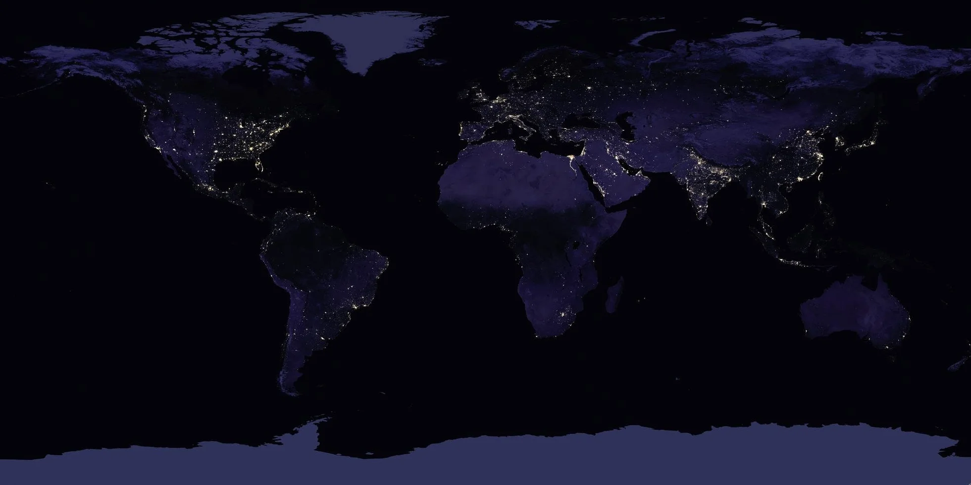 Plakat XXL Mapa Świata w Nocy NASA Earth by Night 140 x 70 cm Papier 170 g/m² Błyszczący