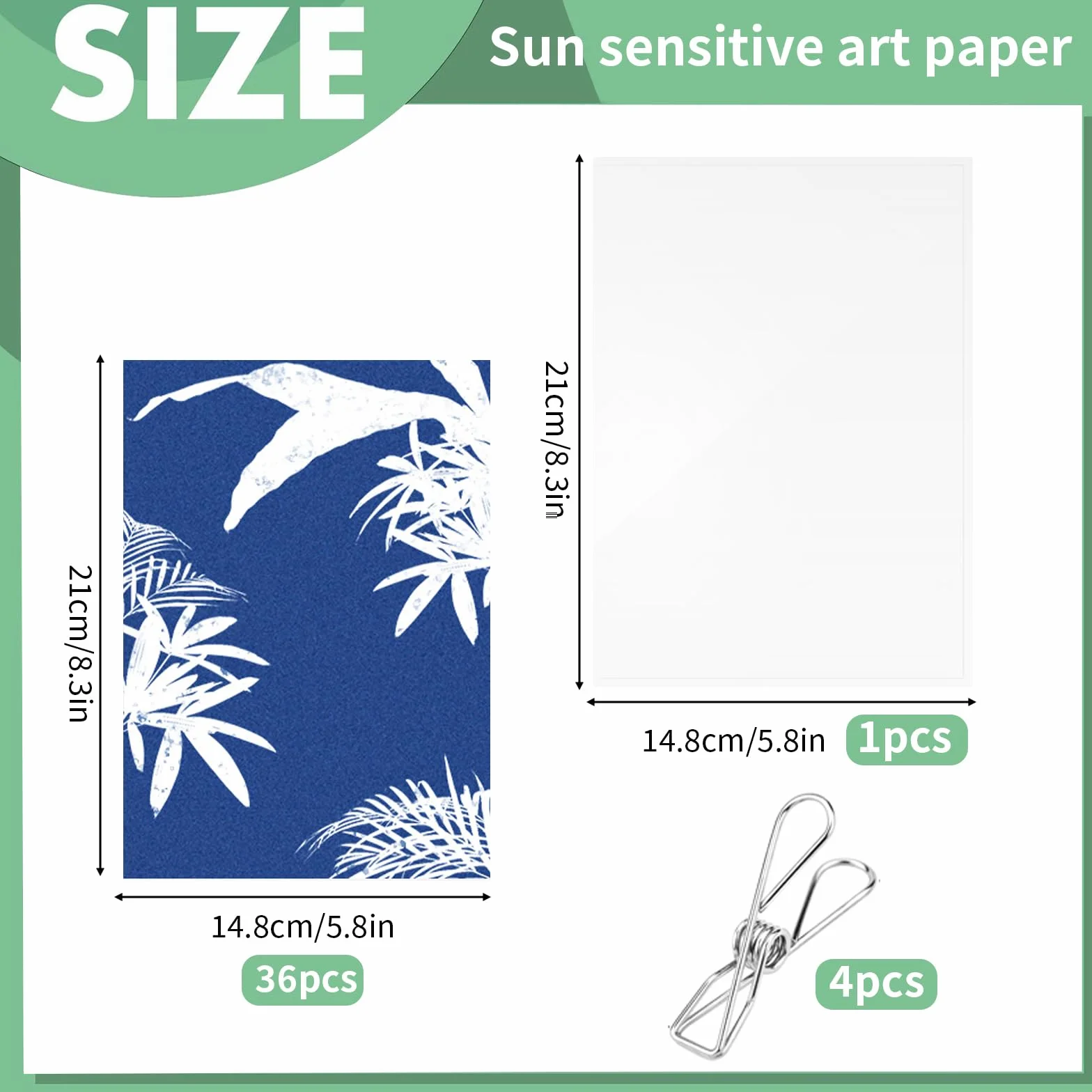 Papier cyjanotypowy A5 36 sztuk solarny papier fotograficzny do majsterkowania