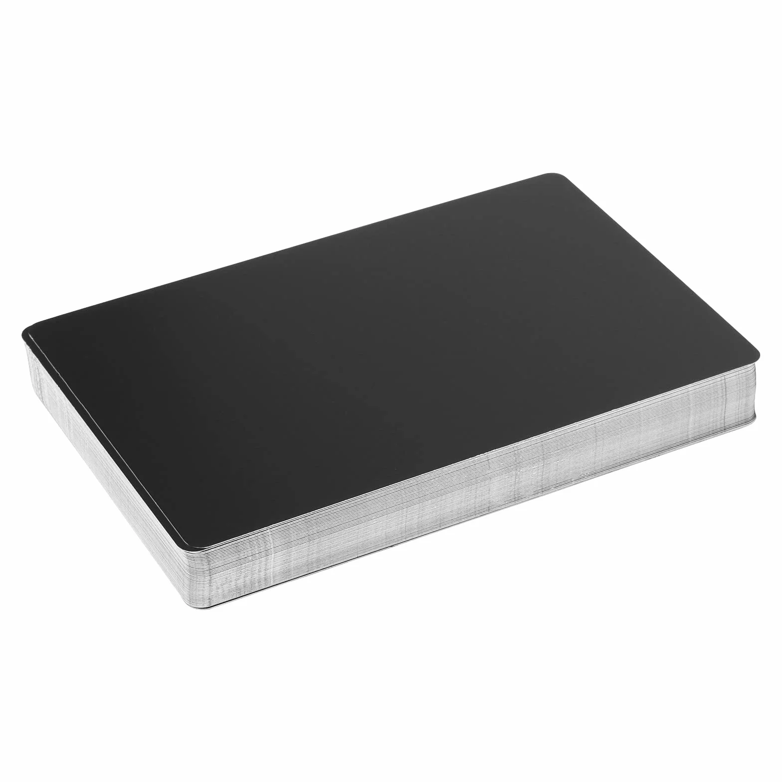 100 sztuk metalowych wizytówek 0,45 mm czarne aluminiowe puste karty z nazwiskiem grawerowane laserowo wizytówki metalowe karty biznesowe dla klientów biurowych DIY karty podarunkowe, 86 x 54