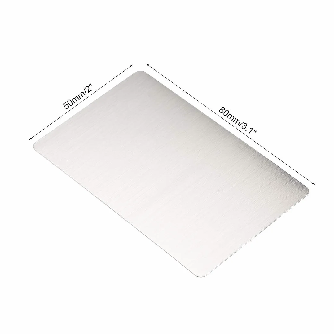 sourcing map 10 sztuk wizytówek ze szczotkowanej stali szlachetnej 201 80 x 50 x 0,4 mm metal do druku laserowego