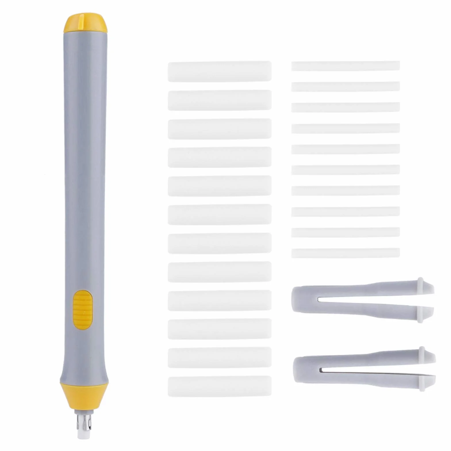 Akozon Electric Eraser, zestaw do wymazywania elektrycznego z 22 automatycznymi wkładami do gumki Dostępnych w kilku kolorach do rysowania, malowania, szkicowania, projektów architektonicznych, sztuki i rzemiosła (szary)