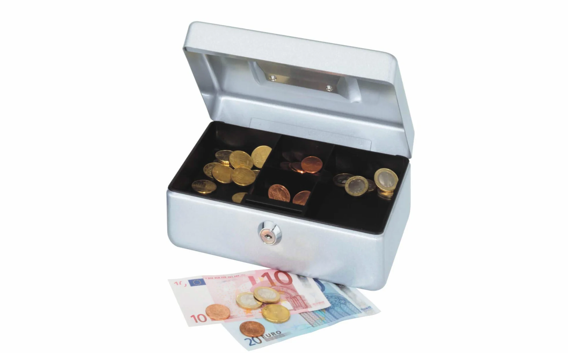MAUL Kasetka na Pieniądze Stalowa Zamykana Wyjmowana Wkładka 20x17x9 cm Sejf Srebrna