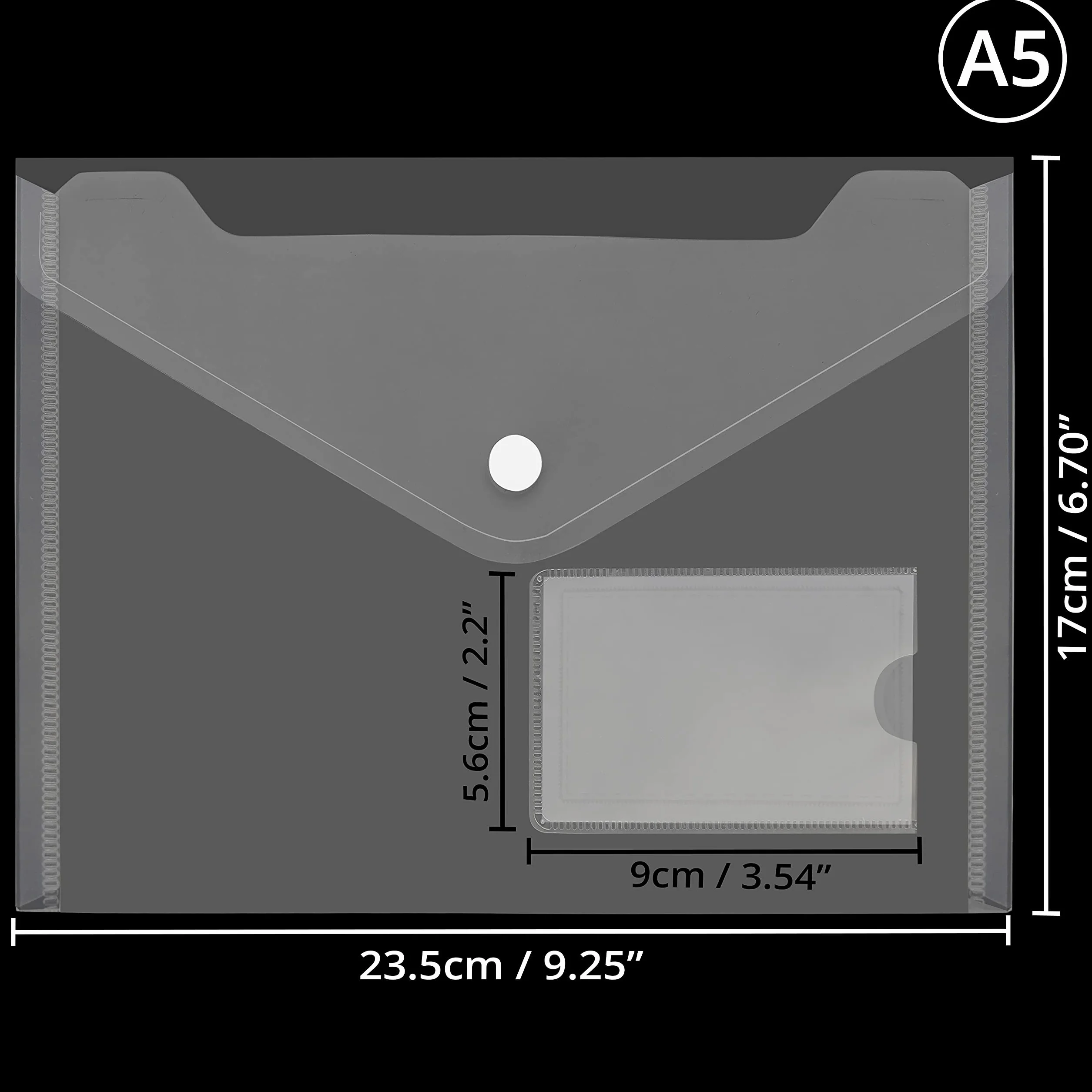 Belle You Plastikowa kieszeń A5 zestaw 24 sztuk z zapięciem na zatrzask i etui na karty