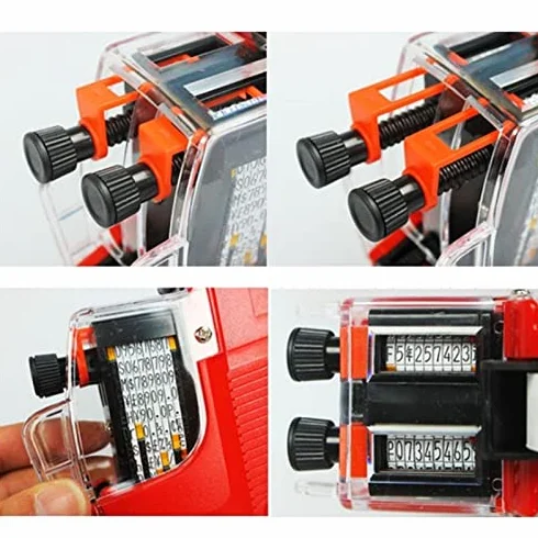 MX6600 Pistolet do Etykiet Cenowych 10 Cyfr 2 Linie ABS Czerwony Żółty Niebieski z Wałkiem Tuszu
