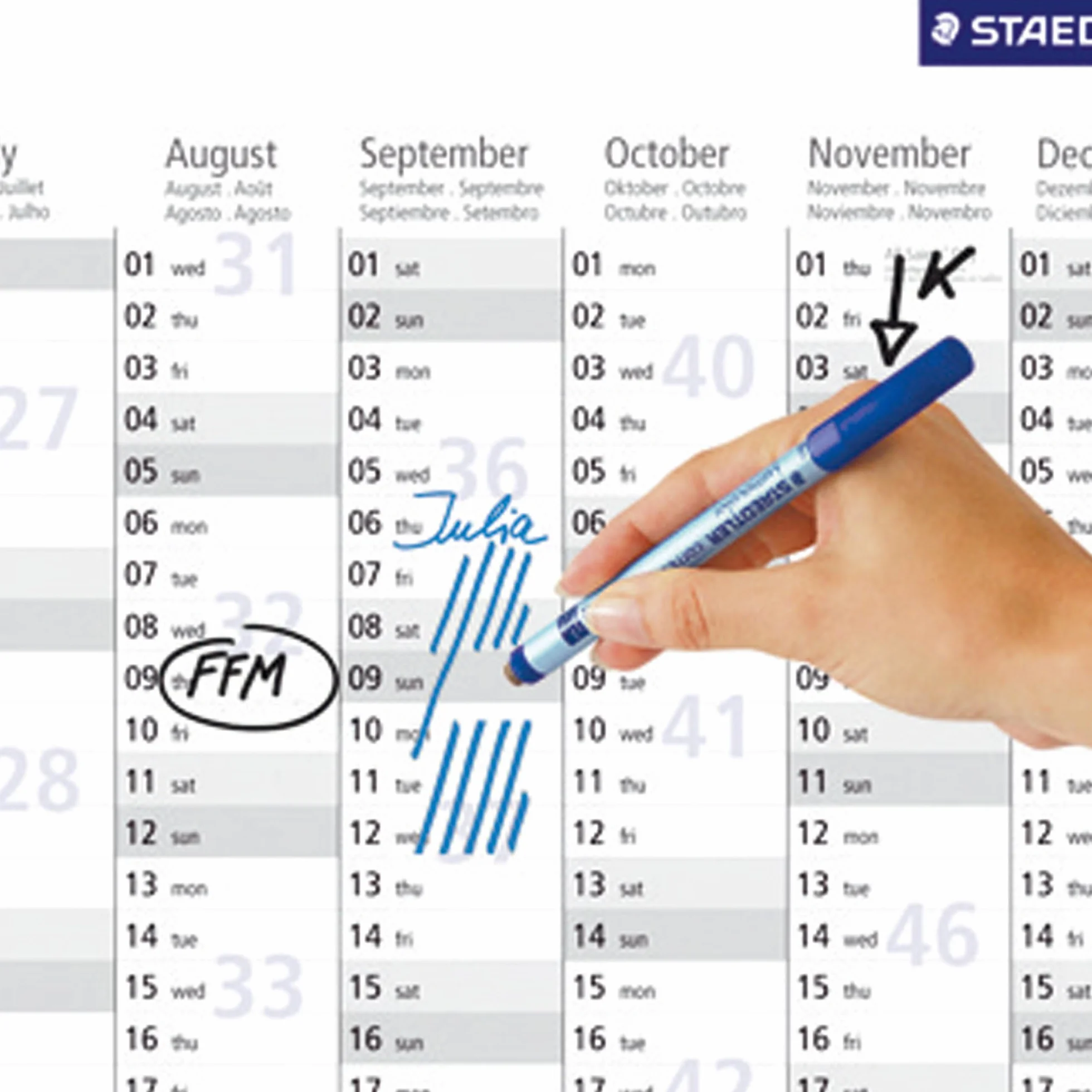 Staedtler Lumocolor Correctable Transparency Pen 305M WP4 Stalówka M Opakowanie 4 szt