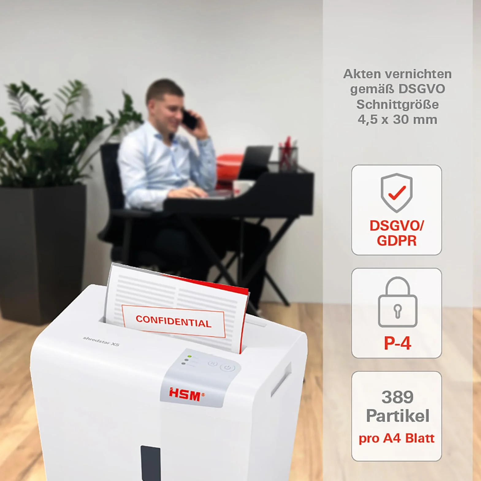 HSM Shredstar X5 niszczarka dokumentów P-4, 5 arkuszy, cięcie cząstek