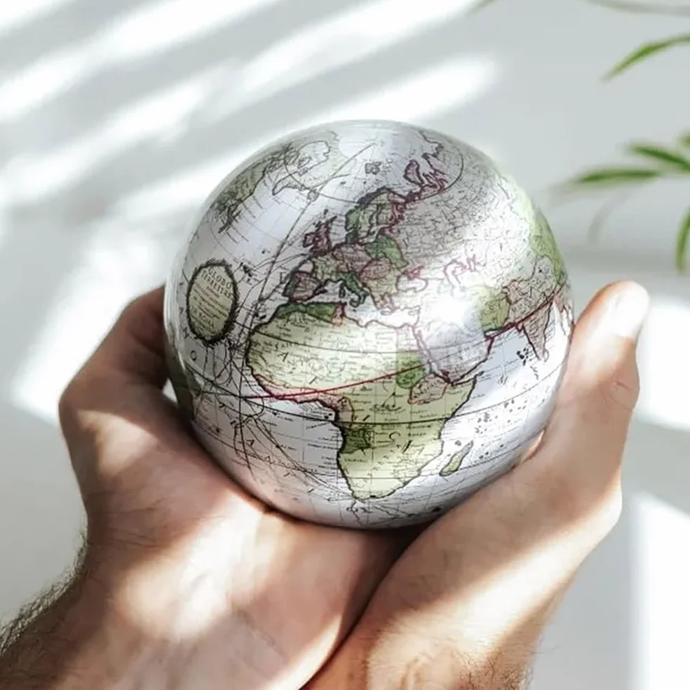 MOVA Globe Antyczna Biel Cassini Klasyczny (4,5") | Samonapędzający się globus zasilany światłem | Cicha praca bez baterii | Dekoracja biurka lub prezent