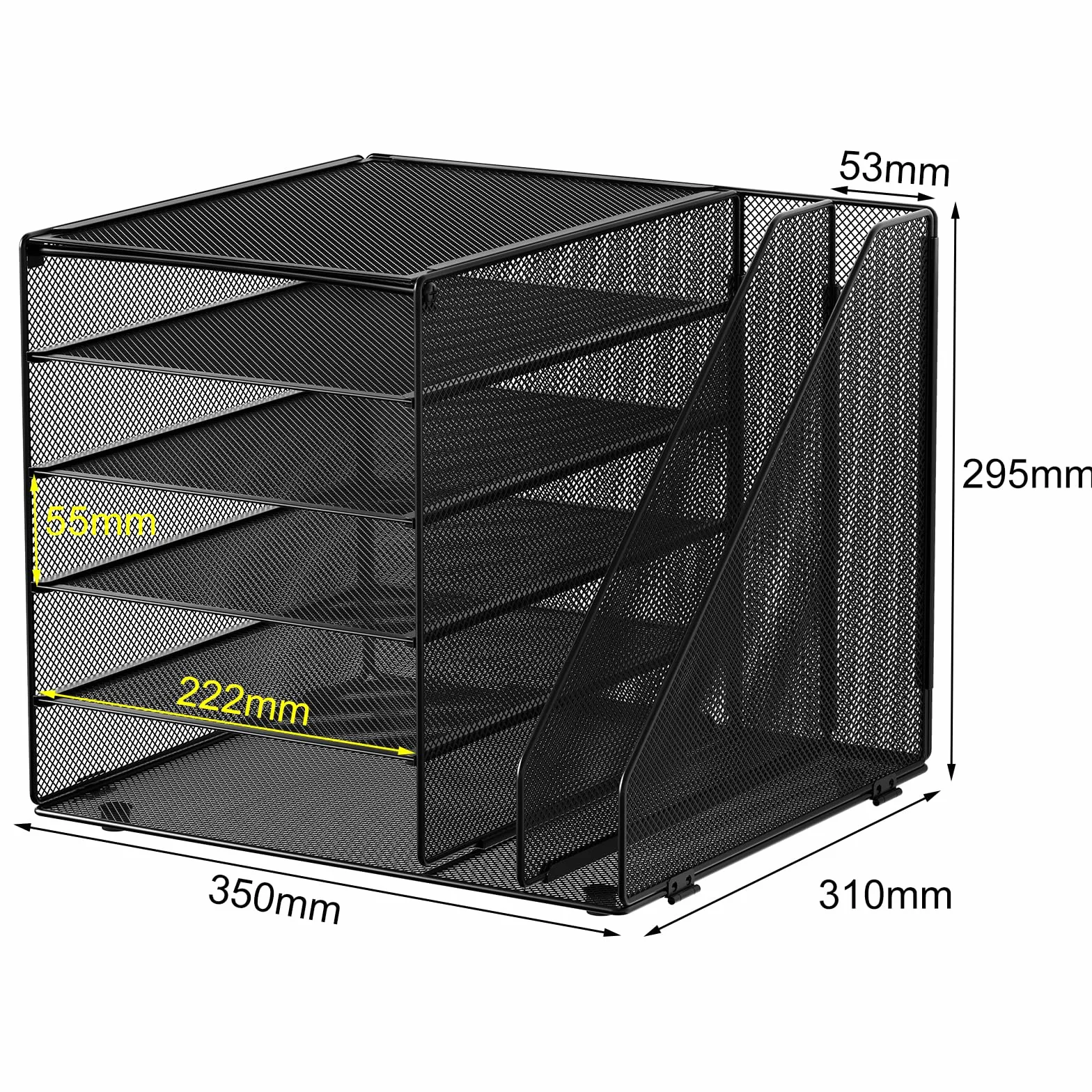 EasyPAG Organizer na Biurko A4 7 Przedziały Metal Siatka,Taca na Czasopisma,Półka na Listy,Półki na foldery,Stojak na Dokumenty do Domu & Biura,Czarny