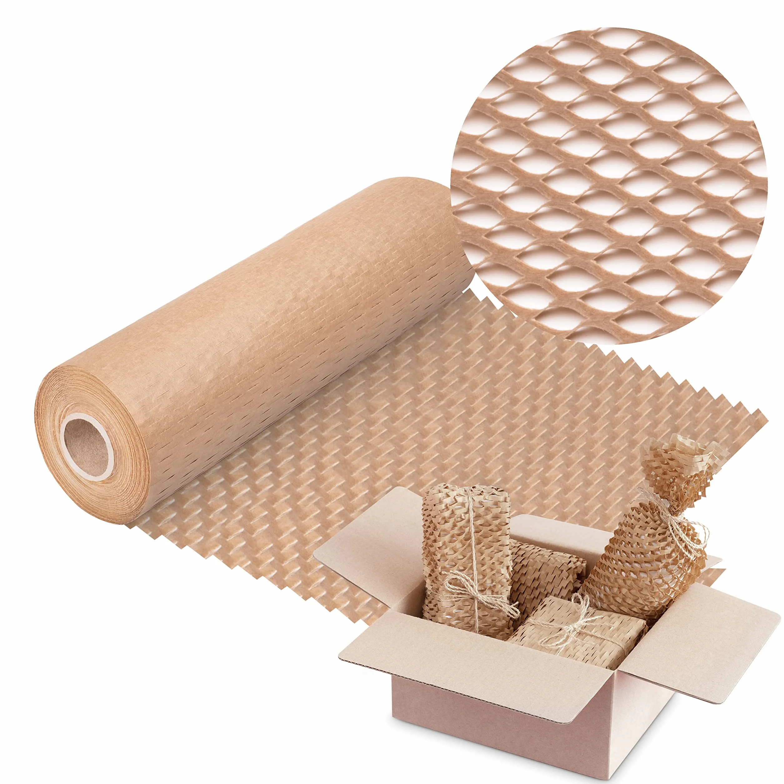 V1 Trade papier brązowy plaster miodu - 40cm x 25m - eko papier pakowy - tektura falista 90g/m2