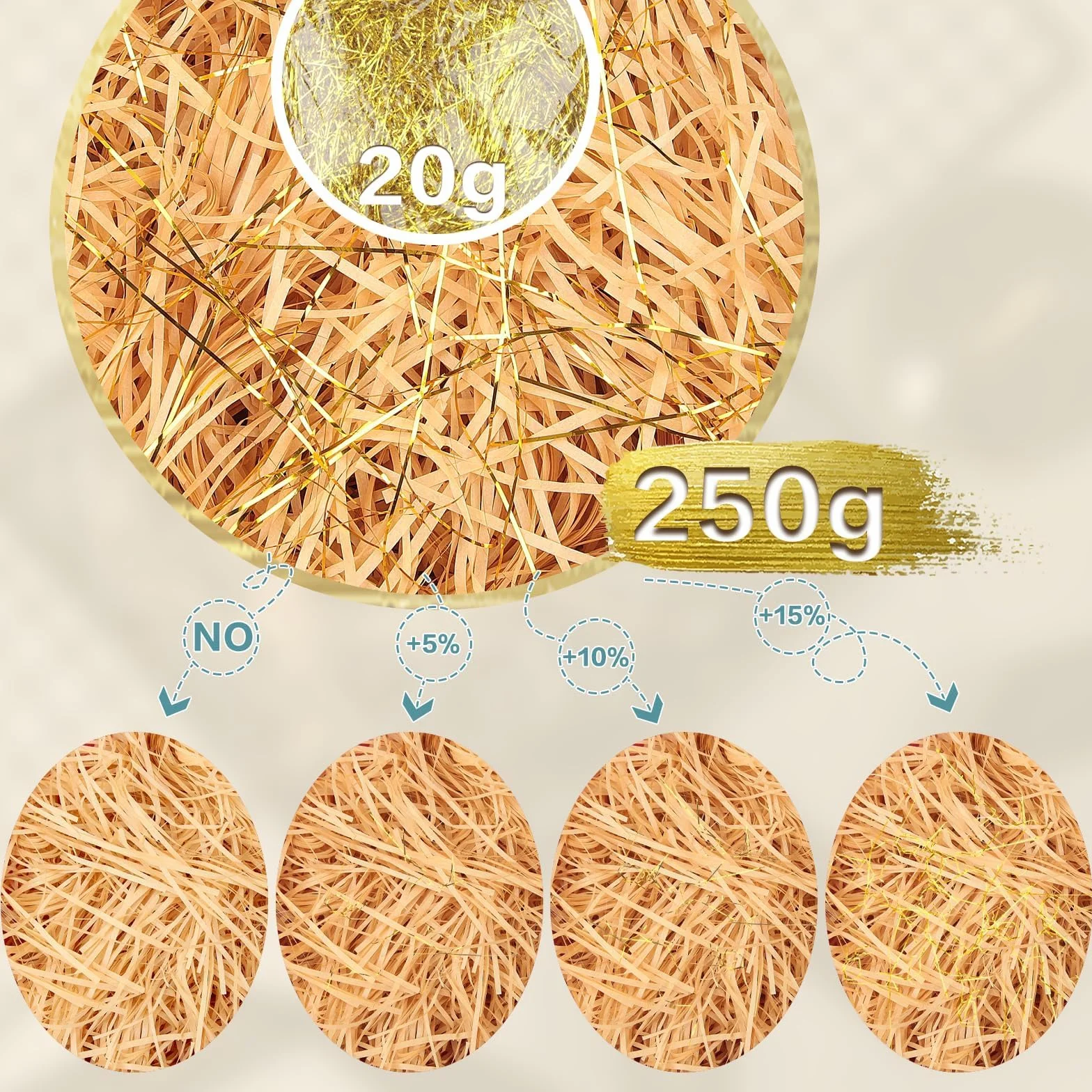 TXXATX 270 g rozdrobnionej bibuły do pudełek prezentowych, brązowy i złoty rozdrobniony papier pakowy wypełniacz prezent wypełniacz papier do napełniania kosza dekoracja farsz