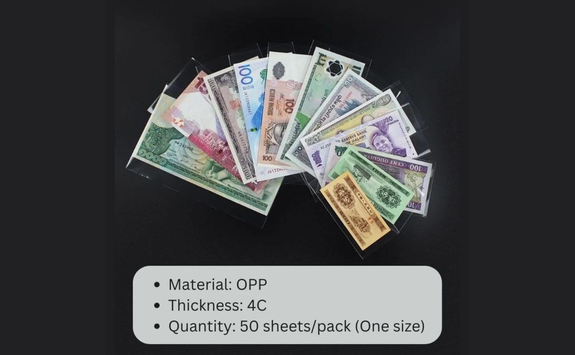 Profesjonalne Ochronne Koszulki Plastikowe na Banknoty Rozmiar 9, 50 sztuk OPP do Kolekcjonowania Monet
