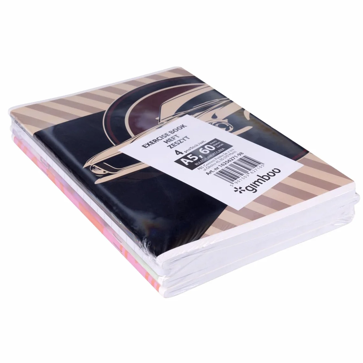 Zeszyt szkolny/format A5 60/60 arkuszy w linie/mieszane, 4 sztuki w opakowaniu, różne motywy, dla dzieci na rozpoczęcie szkoły podstawowej, z marginesem/białe kartki