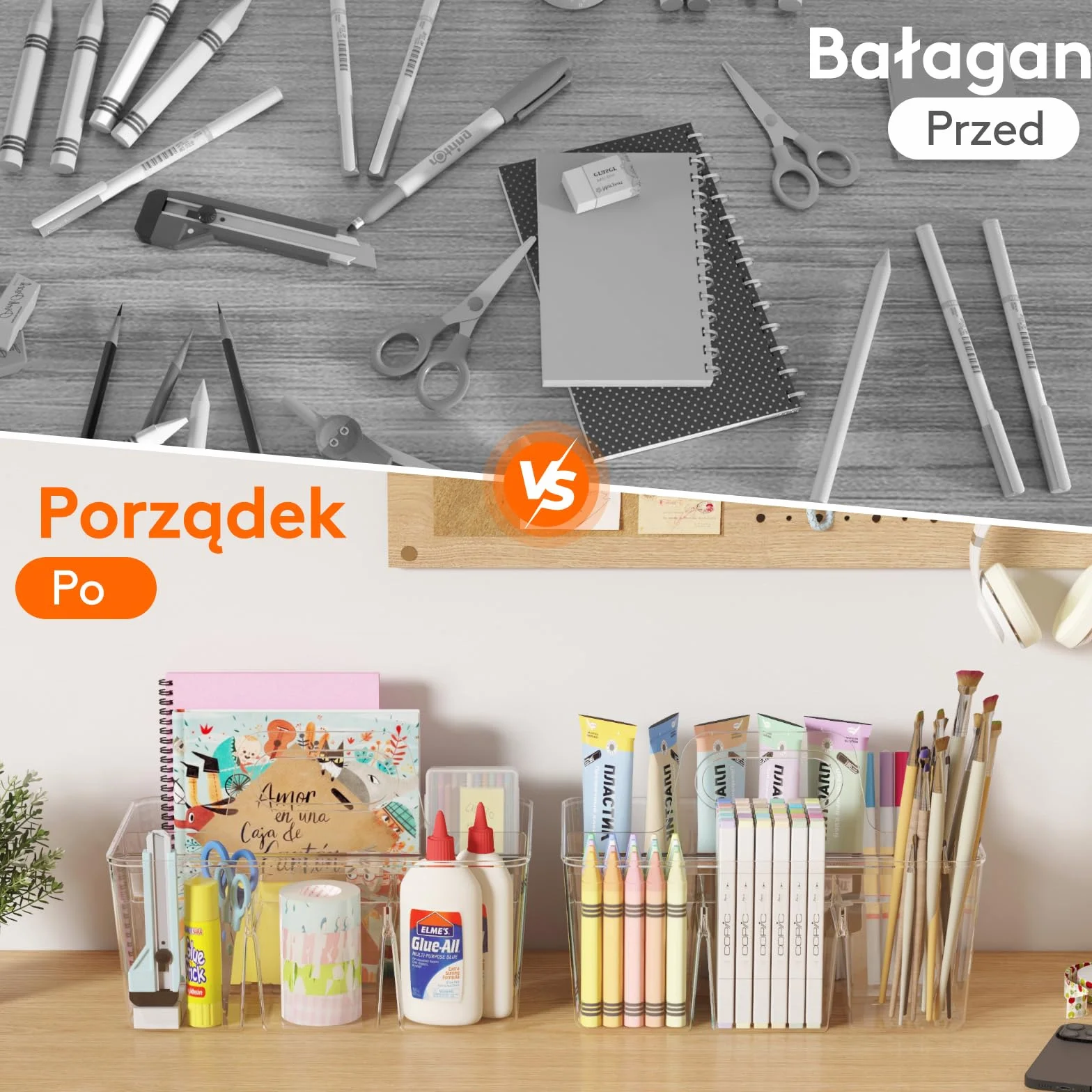 Lifewit Plastikowy organizer podzielony z uchwytem na artykuły rzemieślnicze, kosmetyki, Przezroczysty