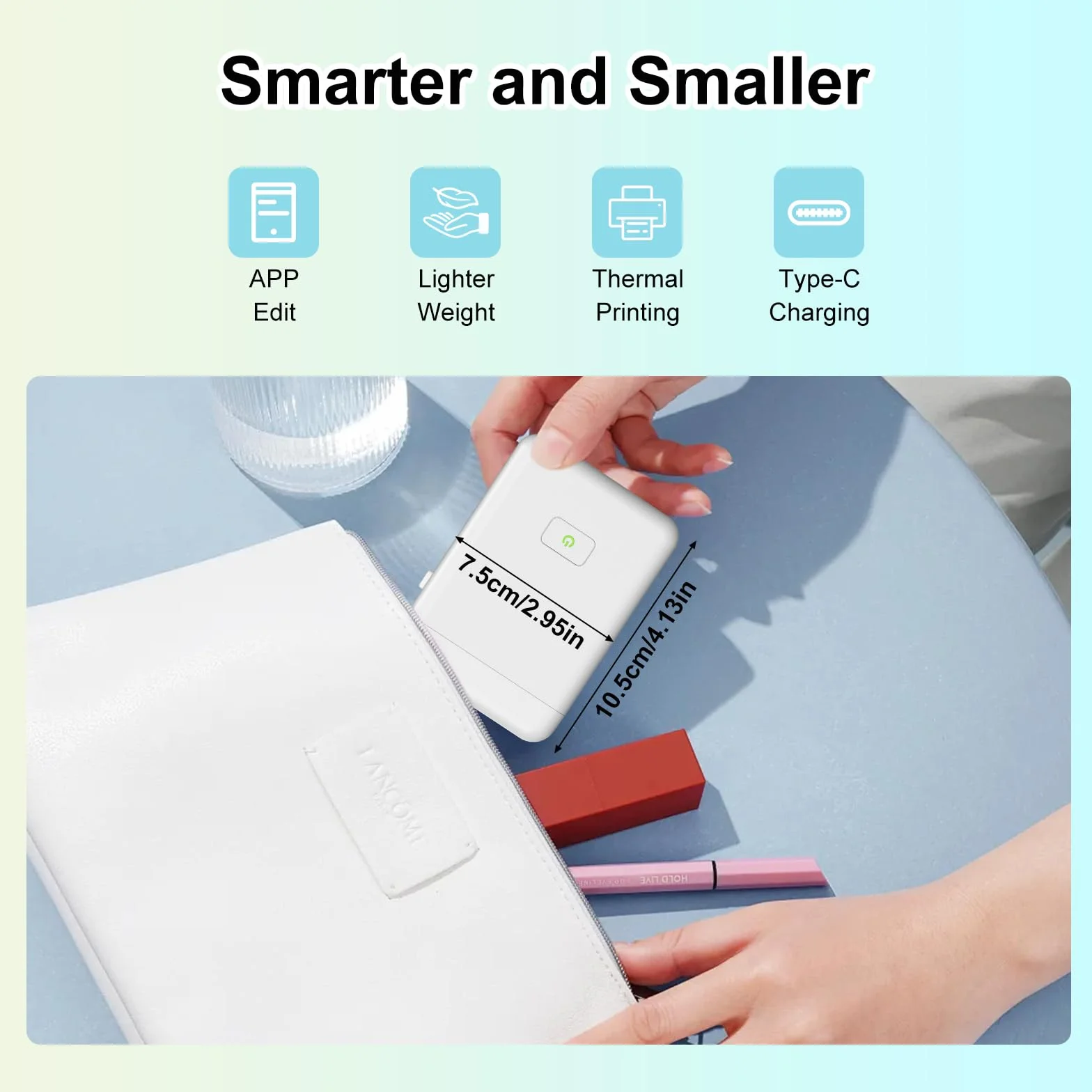 GuKKK Mini Drukarka Etykiet Bluetooth HP2 Samoprzylepna Przenośna