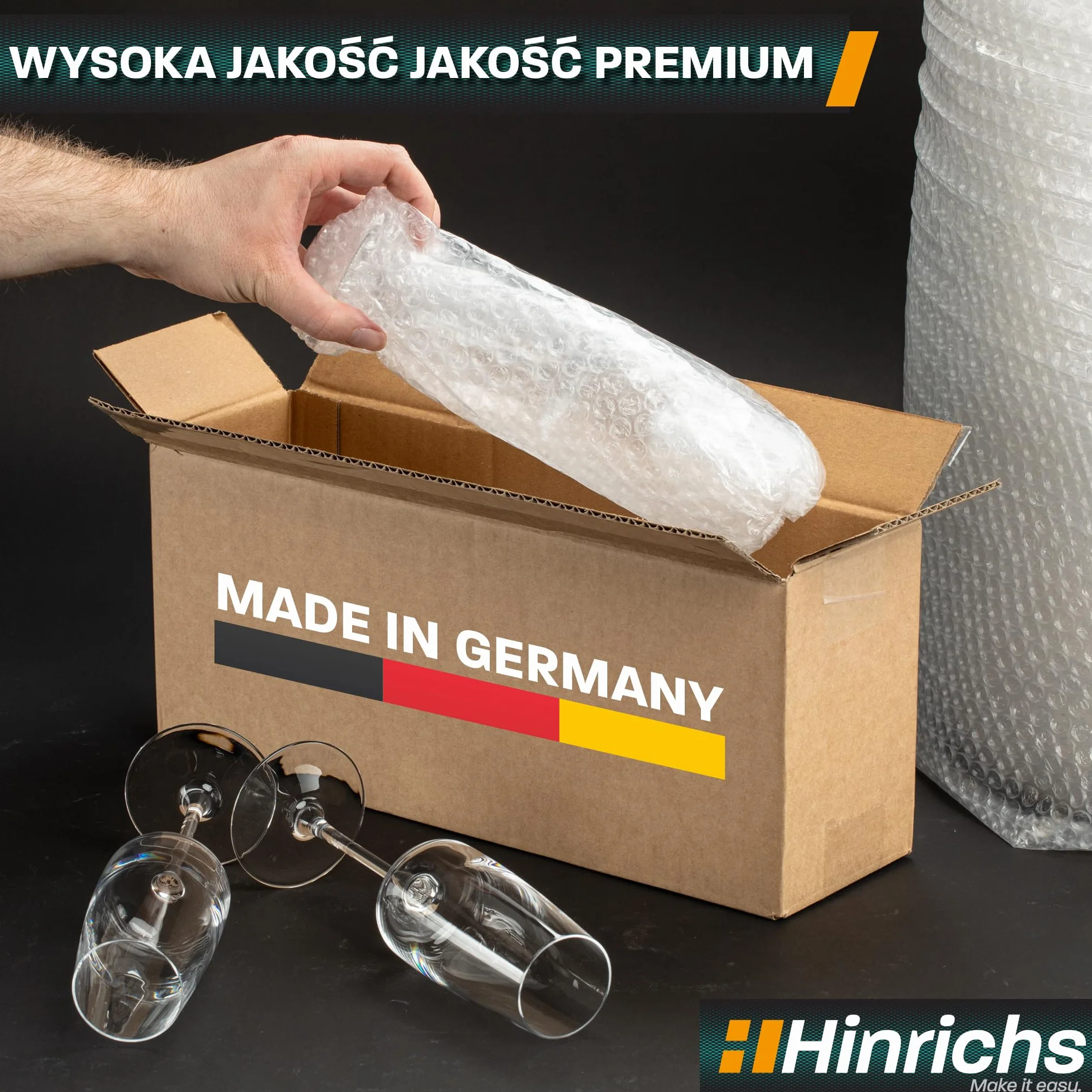 Hinrichs Folia Bąbelkowa w Rolce 10m x 40cm do Pakowania i Wysyłki