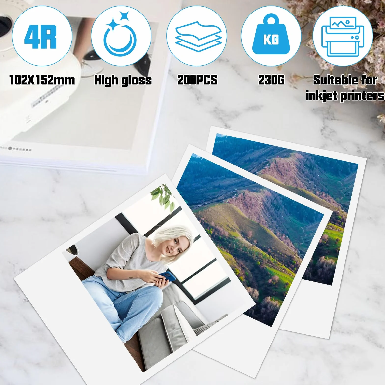 Papier fotograficzny 200 arkuszy 10x15 cm 200 g/m² wysoki połysk A6