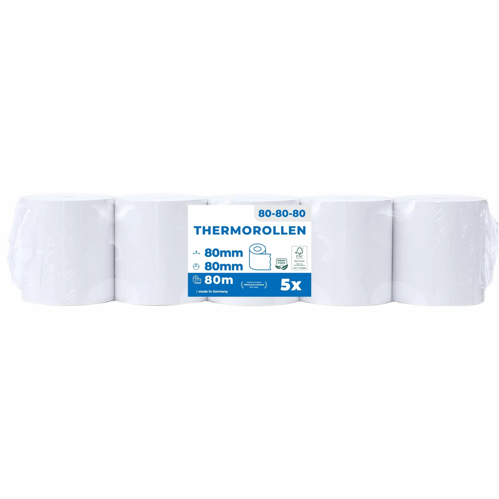 THERMALKING Podatkowa skrzynka termiczna 80x80 cm Rolka do drukarki kasy fiskalnej 80x80 m x12 mm 5x