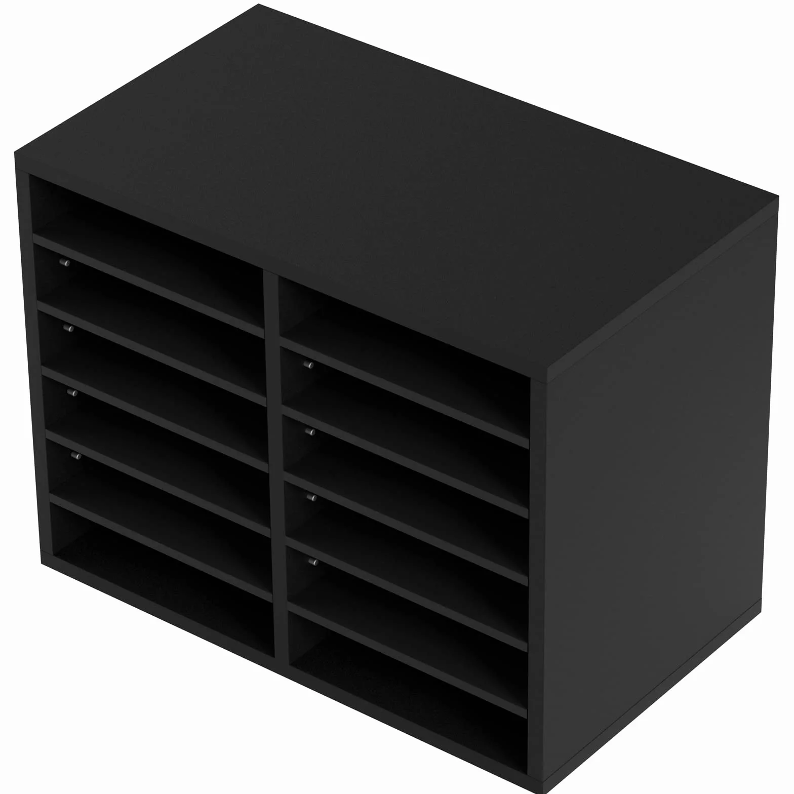 VEVOR Drewniany Organizator Literatury Płyta wiórowa Półka do przechowywania dokumentów 12 przegródek 52x30,5x41 cm Klasyfikator literatury z regulowanymi półkami biurowymi, Czarny