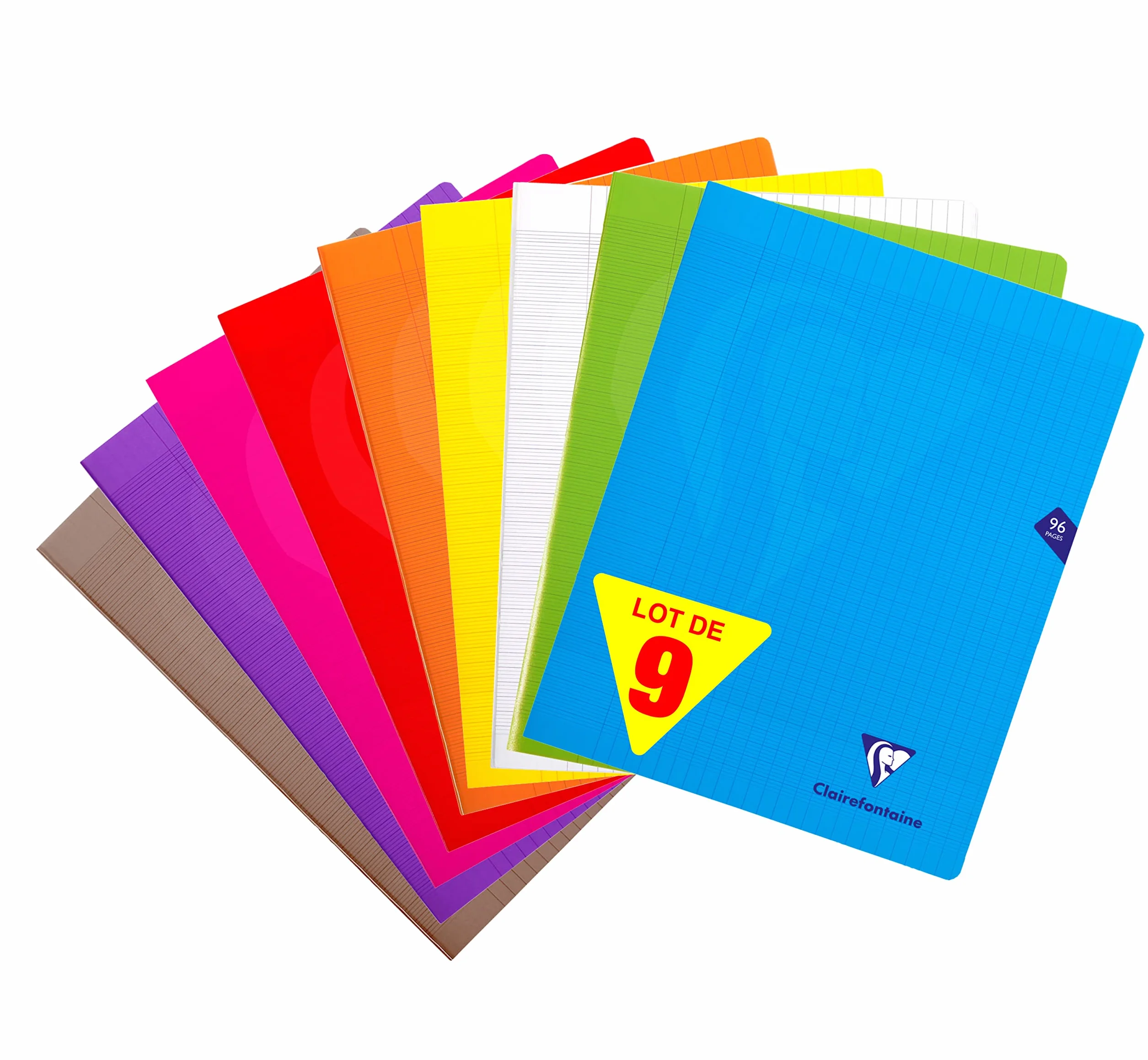 ClaireFontaine Zestaw 9 zszywanych zeszytów Mimesys 24x32 cm 96 stron duża kratka papier 90 g okładki PP