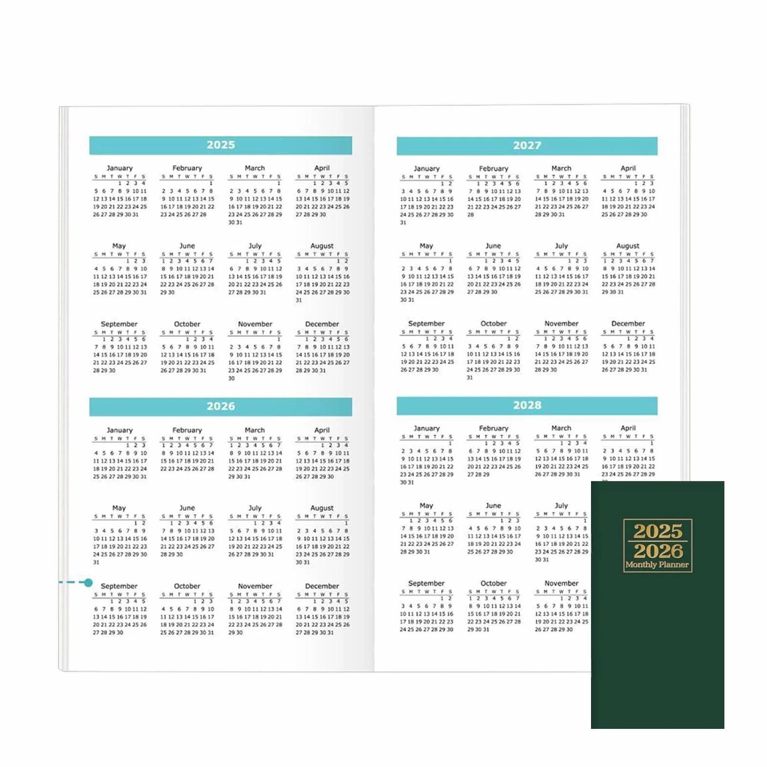 Planner 2025-2026, Business Agenda Journal, Goal Tracker Notebook for Students Teachers, 24-Month Compact Schedule