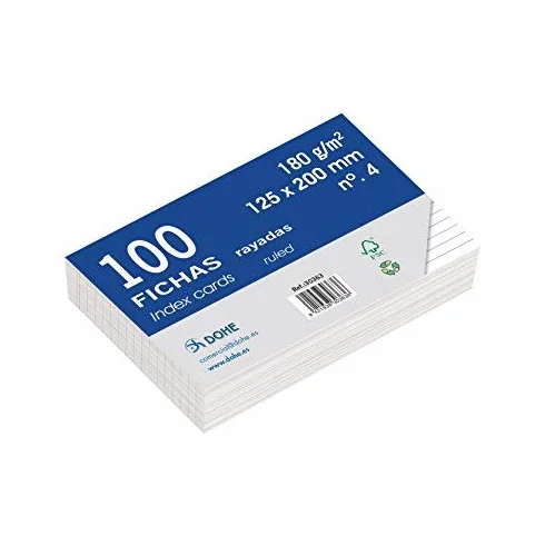 Dohe 30363 fiszki w linie, białe, 180 g, nr 4, 125 x 200 mm, 100 sztuk w opakowaniu