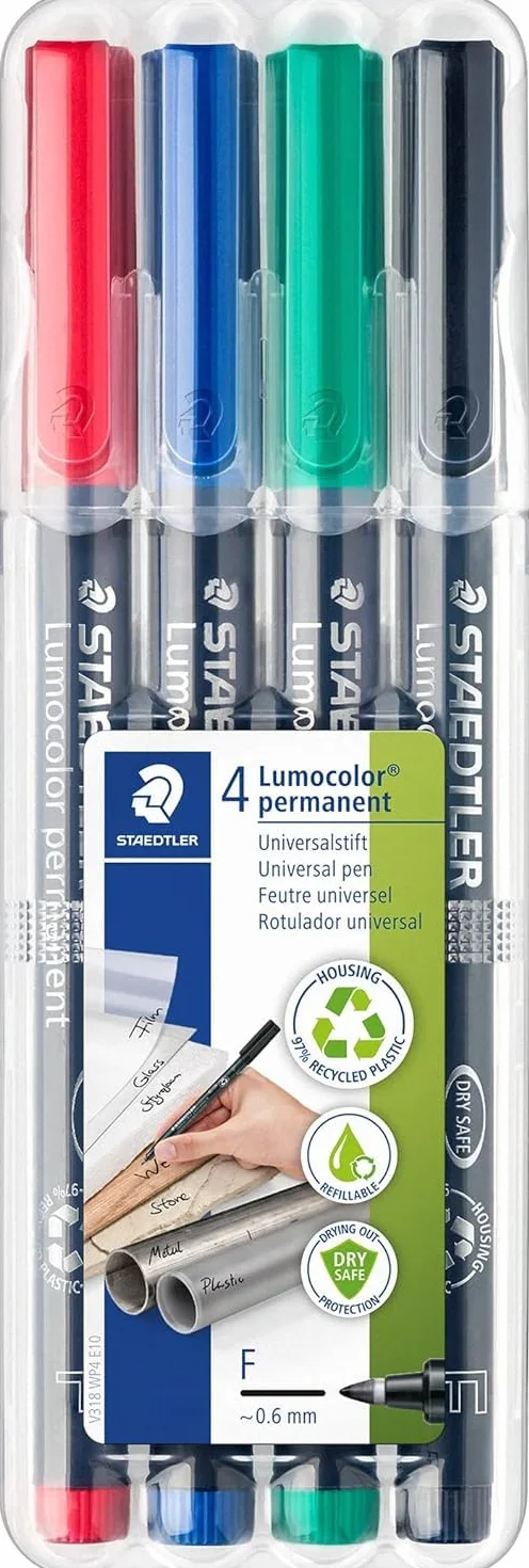 Staedtler 318 Wp4 St 318 WP4 ST Długopis, Wielokolorowy, ‎1.78 x 6.1 x 15.24 cm; 54.43 g, 4 Sztuki
