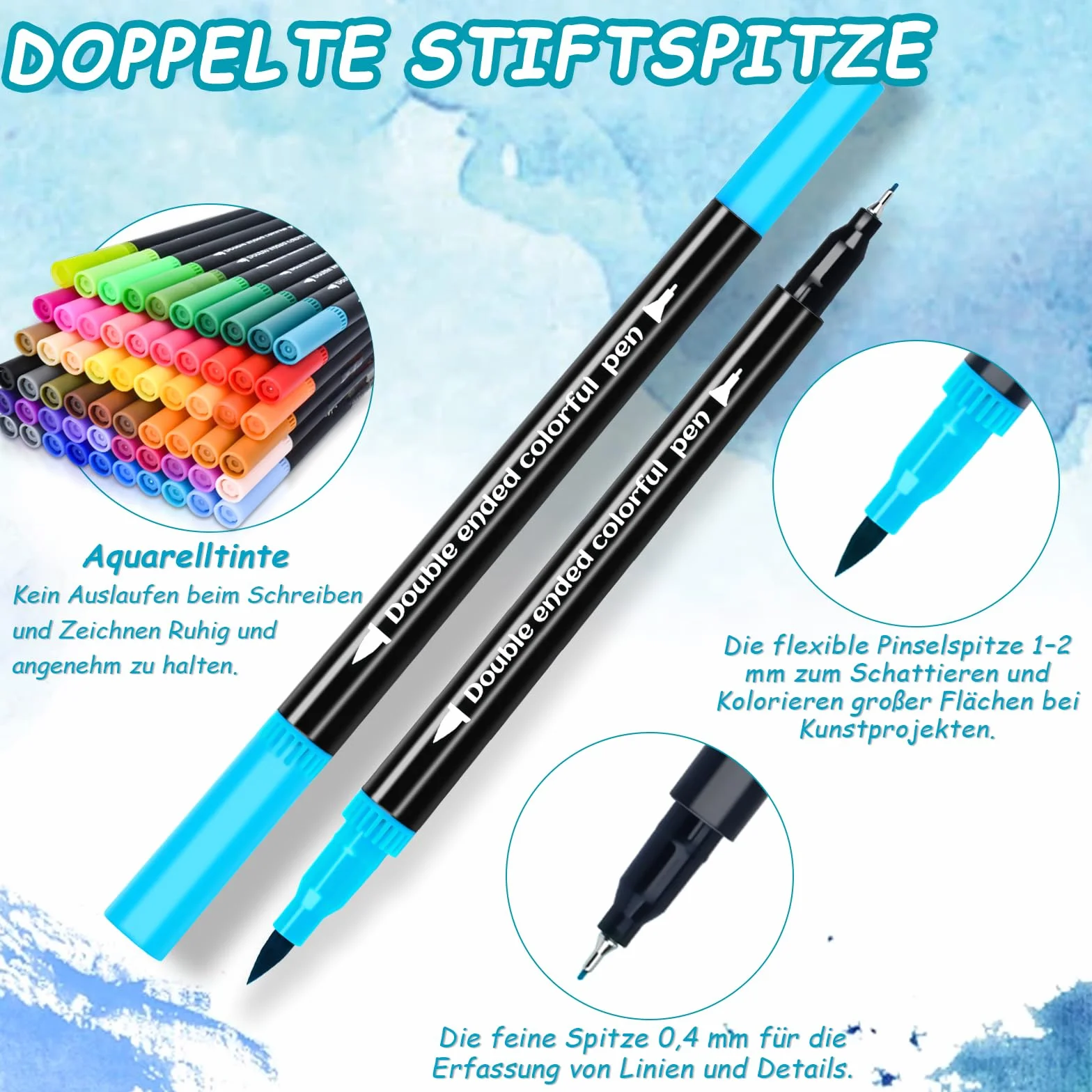 Zestaw cienkopisów Dual Brush Pen 48 kolorów, cienkopisy filcowe grube i cienkie, flamastry dla dorosłych, cienkopisy do bullet journal, kolorowanki, manga