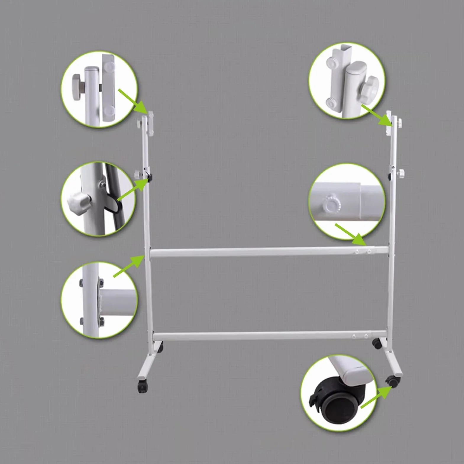 Mobilny regulowany metalowy stojak na tablicę 90 x 120 cm, sztaluga suchościeralna