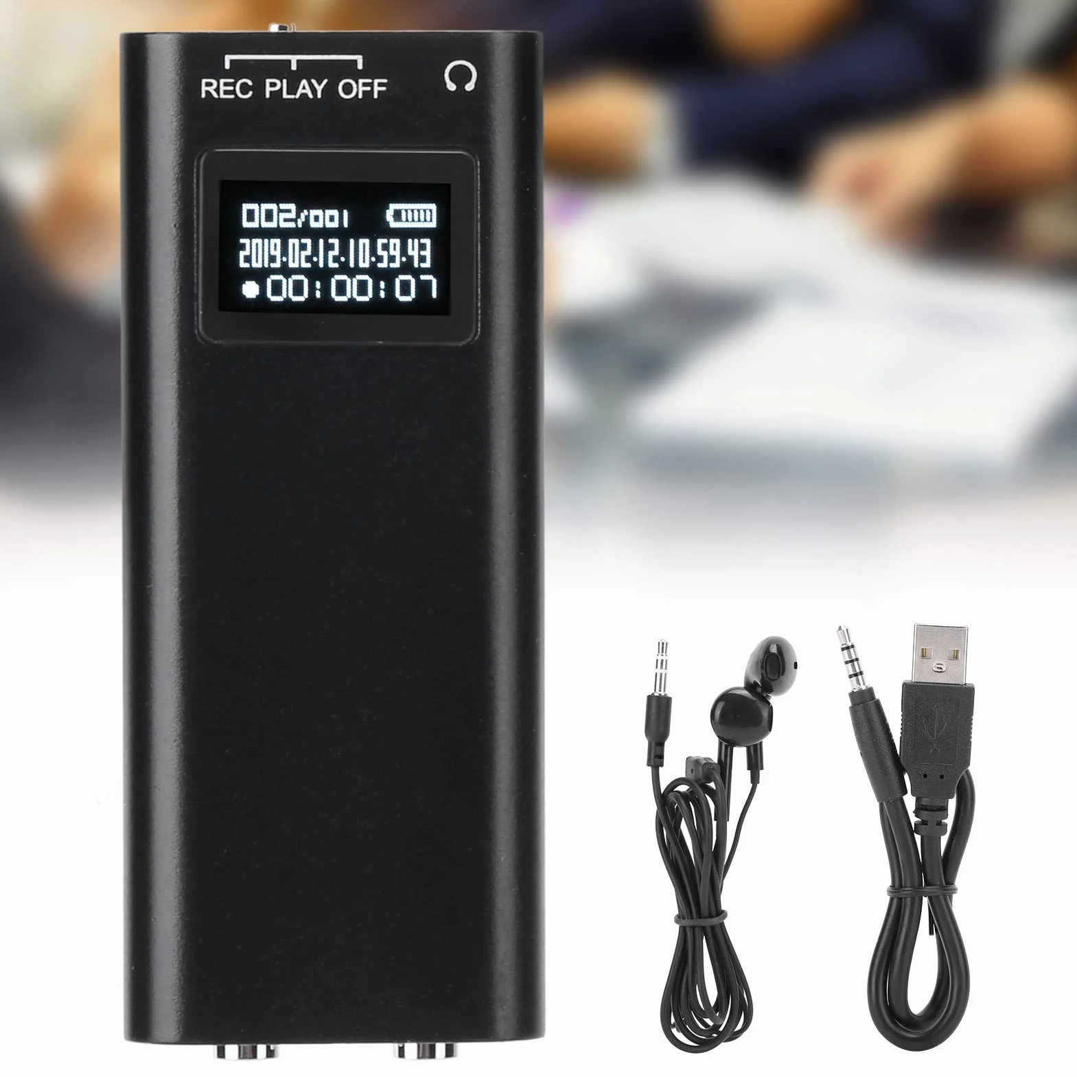 03 Cyfrowy dyktafon głosowy, mini rejestrator audio, mały rozmiar i lekki dla studentów dorosłych (32 GB)