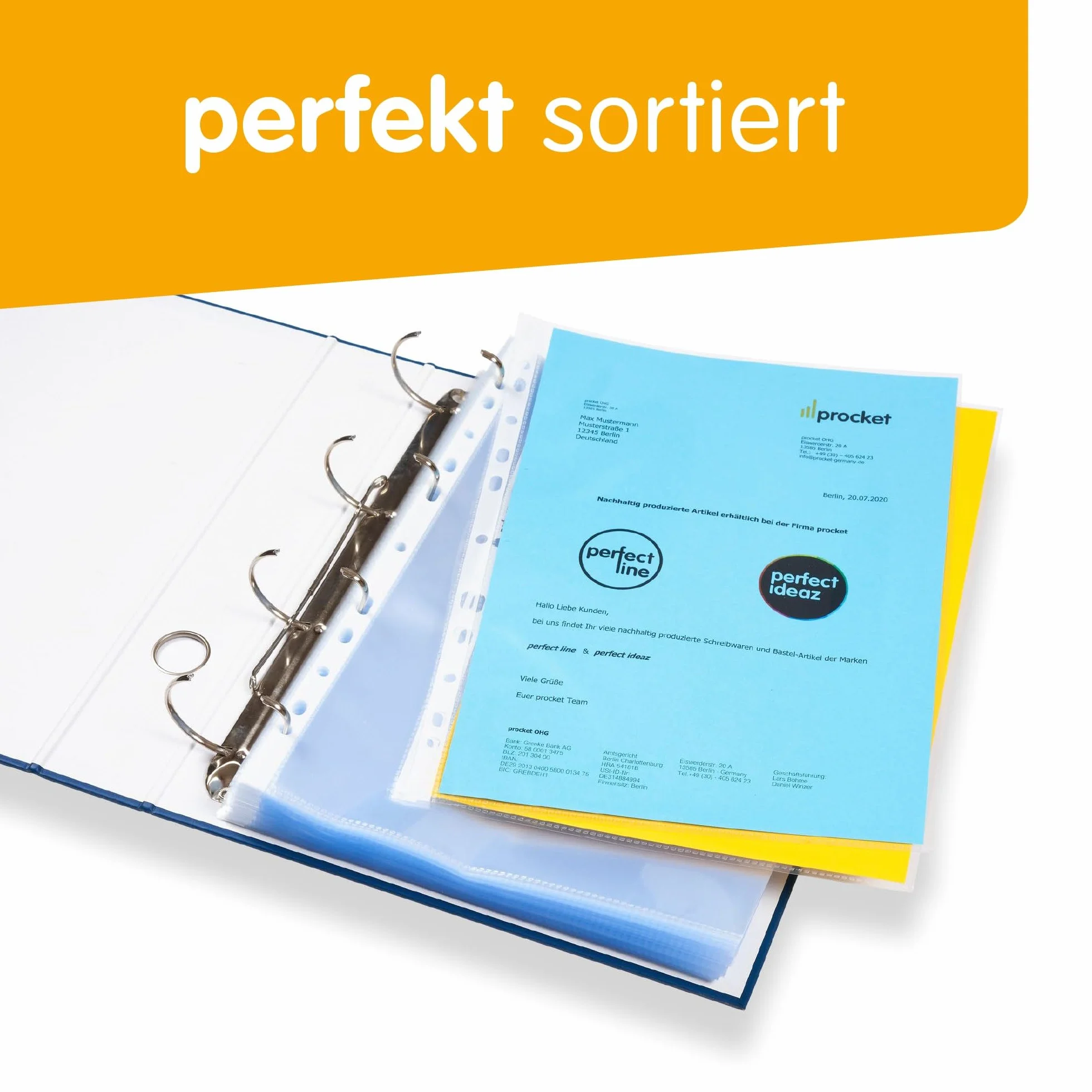 perfect line 100 Koszulki na Dokumenty DIN-A4, Przezroczyste Koszulki Foliowe, Foliowe Koszulki A4 Groszkowane, Koszulki do Segregatora, Transparentne, bezkwasowe, chroniące dokumenty