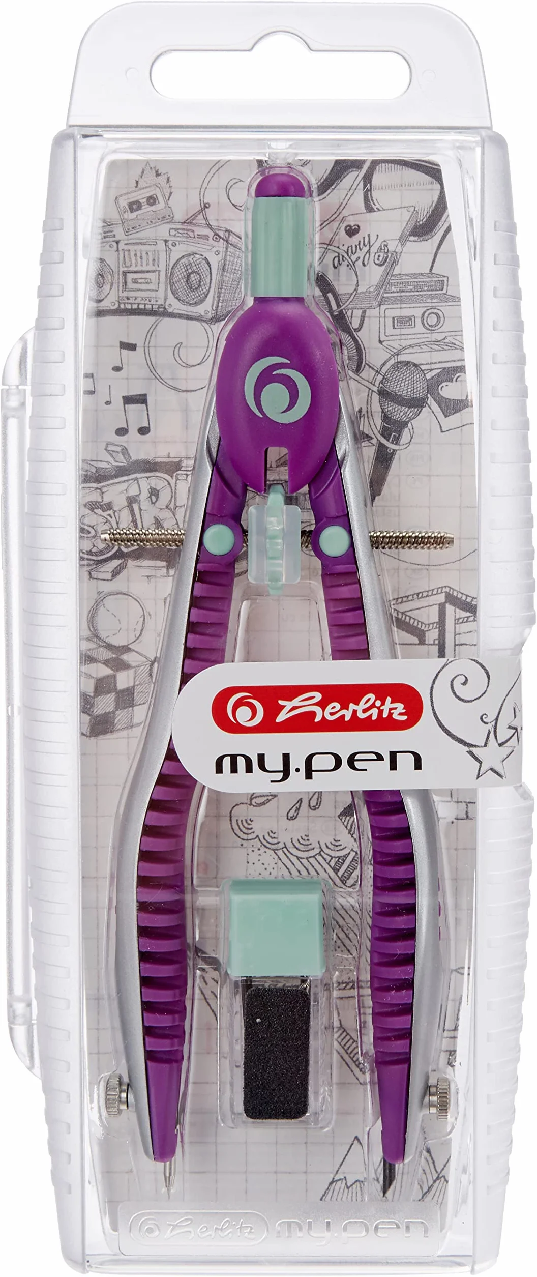 Herlitz 11122348 cyrkiel z szybką regulacją różowy/miętowy