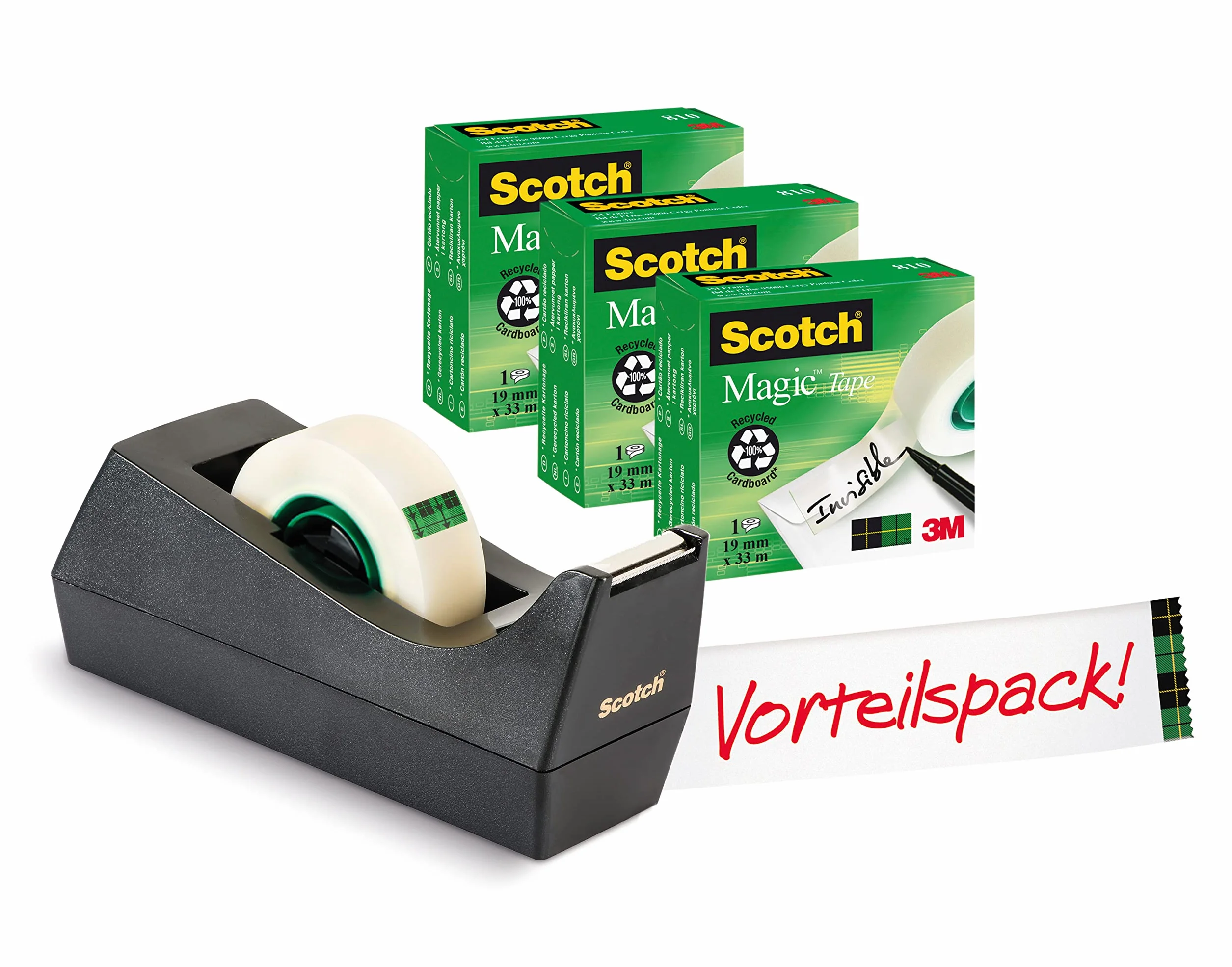 Scotch SM3 Dozownik Taśmy Klejącej Czarny 3 rolki