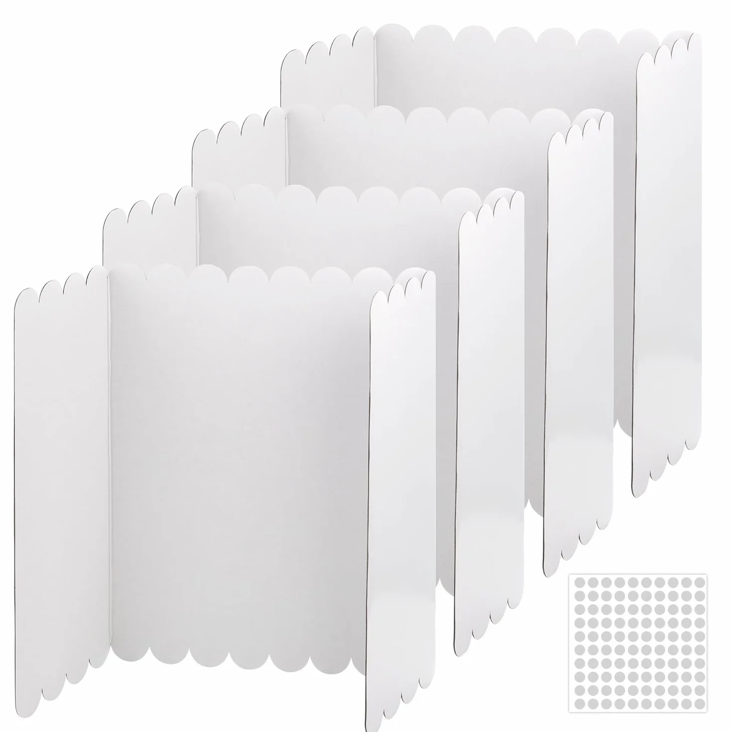 4szt 61x40,7cm Potrójnie Skladane Tablice Plakatowe, z 1 Arkuszami Klejów Punktowych, Biala Tablica Science Fair, Tablica Prezentacyjna do Wyswietlania Zdjec Projektów, na Targi Szkolne
