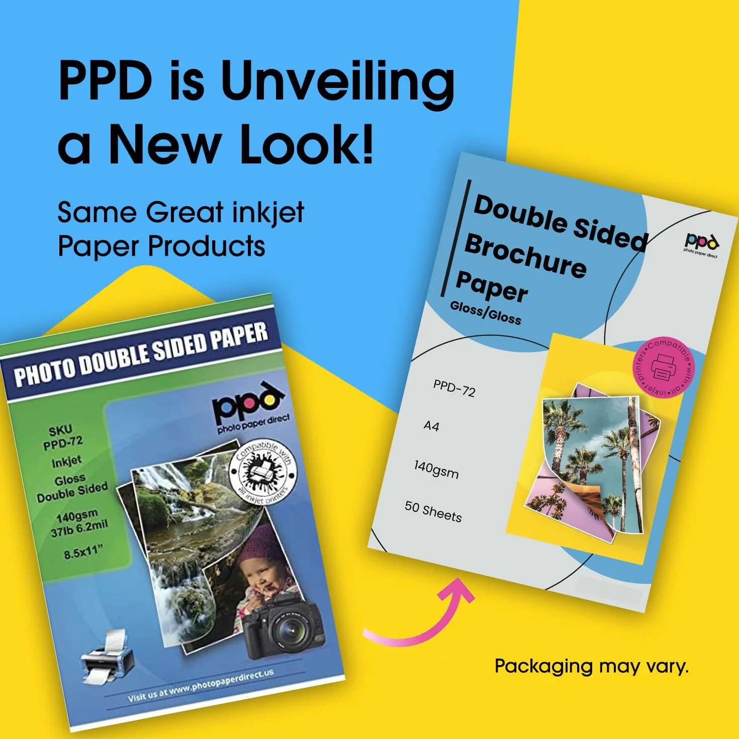 PPD A4 50 Arkuszy 140g Dwustronny Błyszczący Papier Fotograficzny do Drukarek Atramentowych - PPD-72-50