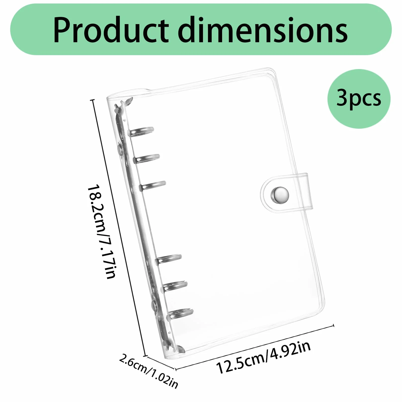3 sztuki Segregator A6 na Kółkach Uzupełniany, Segregator A6, Przezroczysty Segregator PVC, Wodoodporny z Zatrzaskiem do Luźnych Kartek Dziennika Biura Szkoły