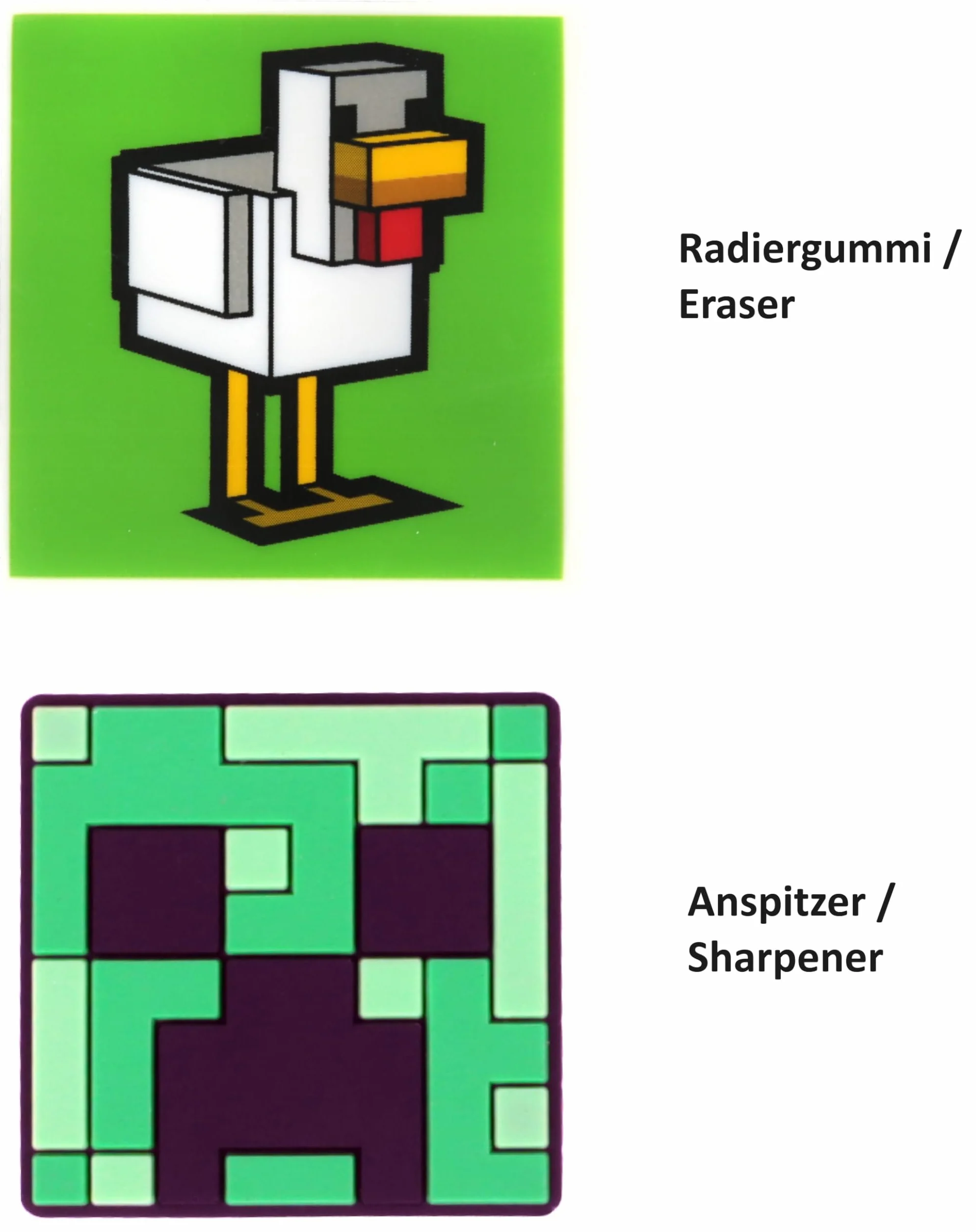 Minecraft Zestaw długopisów, przybory piśmiennicze, przybory szkolne, w zestawie gumka do ścierania, ołówek, początek szkoły, do kalendarza adwentowego lub upominków - oryginalny artykuł dla fanów dla