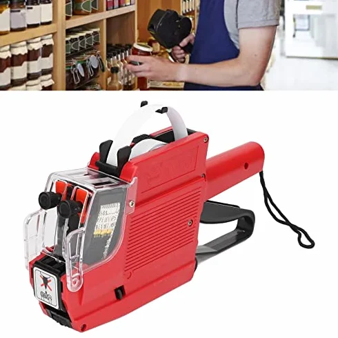 MX6600 Pistolet do Etykiet Cenowych 10 Cyfr 2 Linie ABS Czerwony Żółty Niebieski z Wałkiem Tuszu