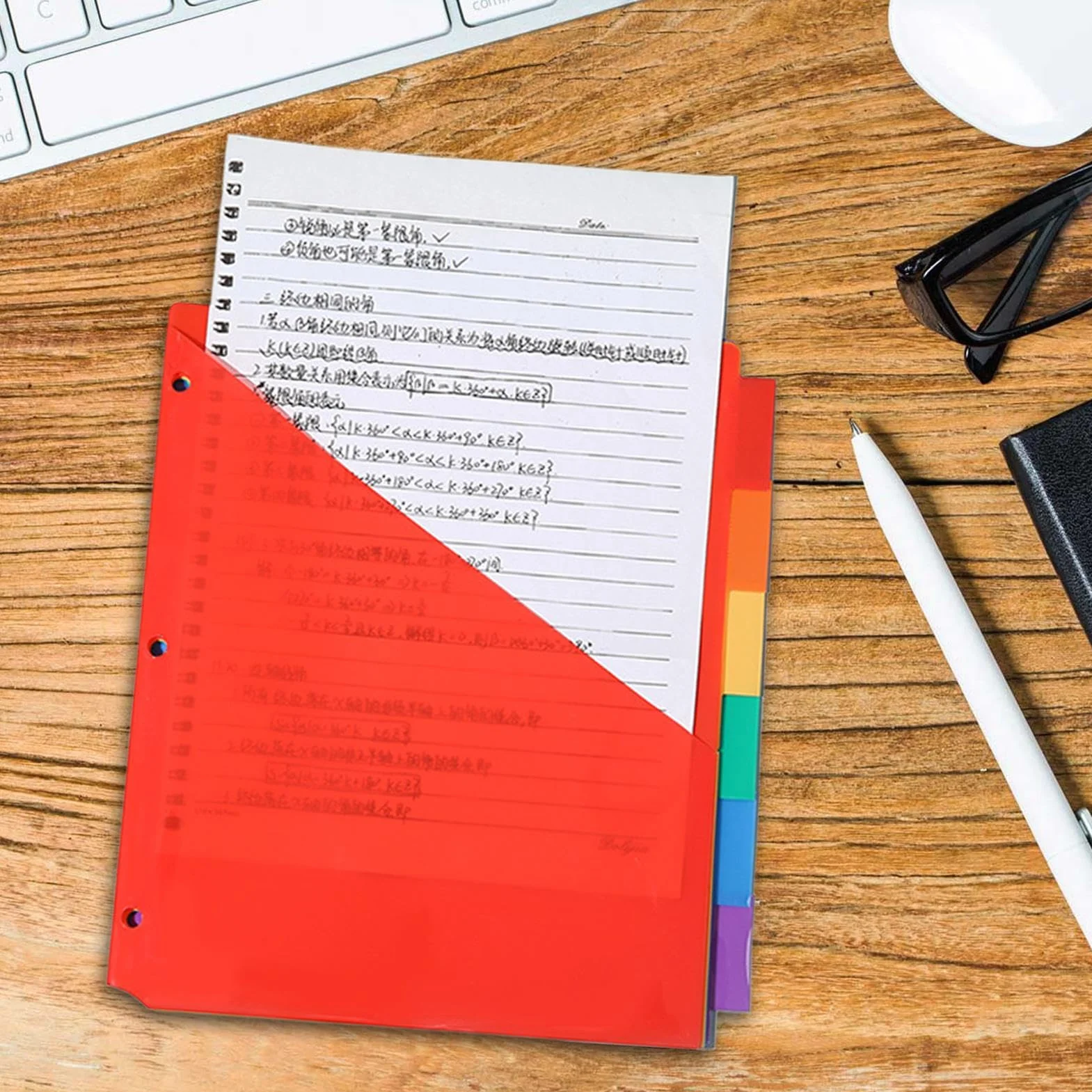 Kolorowe 3-pierścienia wkładki segregatora Rainbow Gruste Pockets Ring Notebook Organizacja