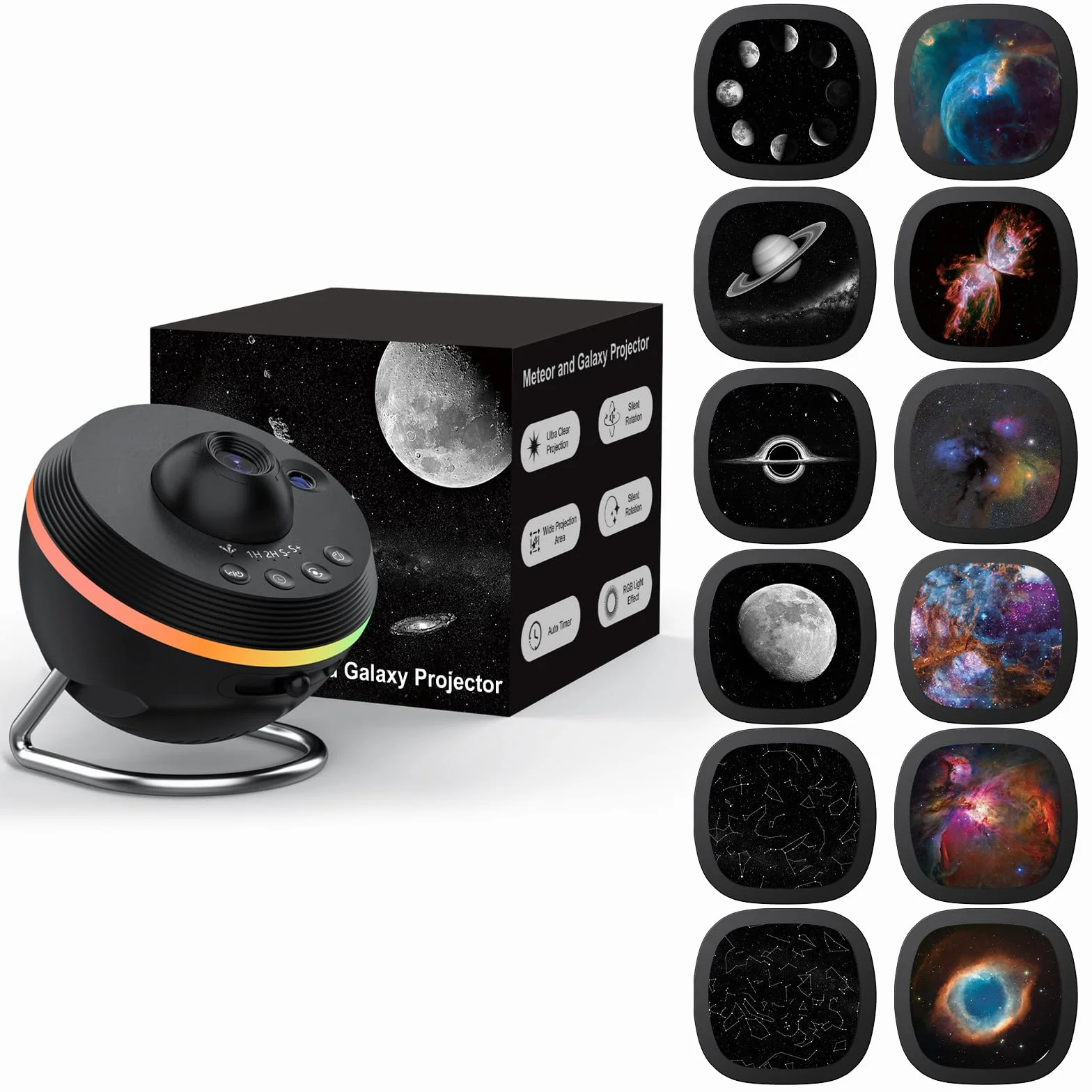 Galaxy Star Planetarium Projektor Niebo Gwiazda Lampka nocna z paskiem świetlnym Meteor 2 Zestaw Filmów